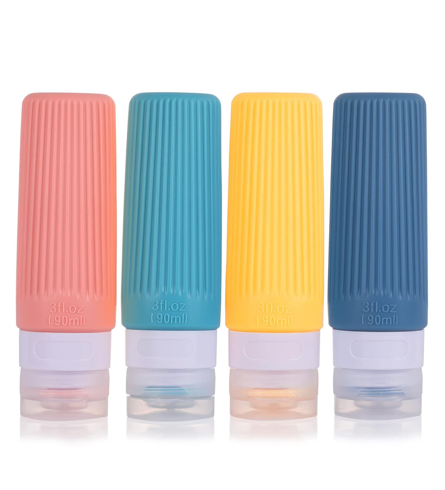 Travel Bottles Set - 4 Pack 90ml BPA-Free Silicone - Reusable & Leak-Proof - Perfect for International Shipping - Buy Online on SooperMarket.com