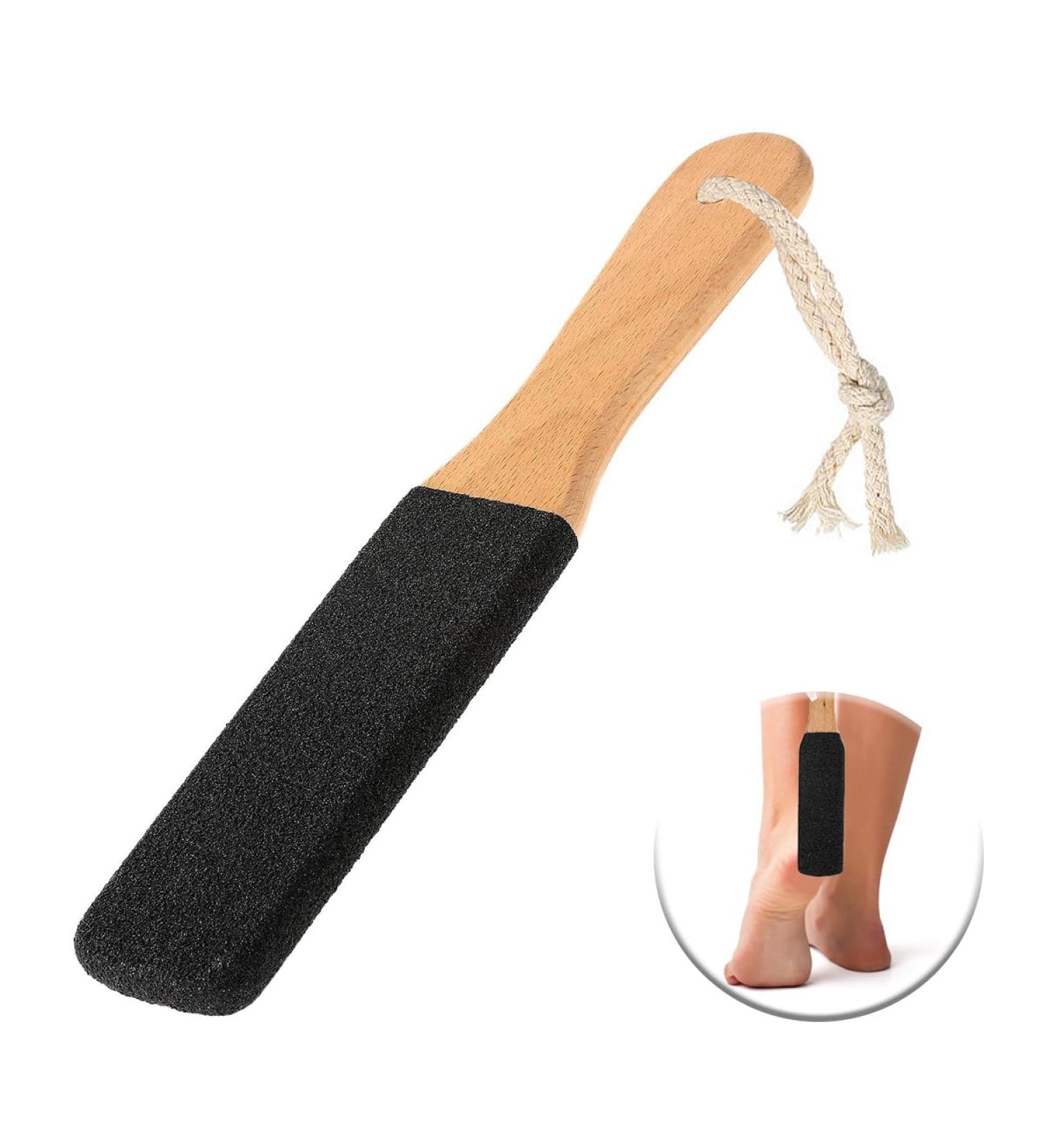 Foot File Foot Scrubber Dead Skin Remover Foot Callus Remover with Wooden Handle for Removes Hard Dead Skin Dry Calluses Rough and Cracked Corn Feet (Black) - Buy Online on SooperMarket.com