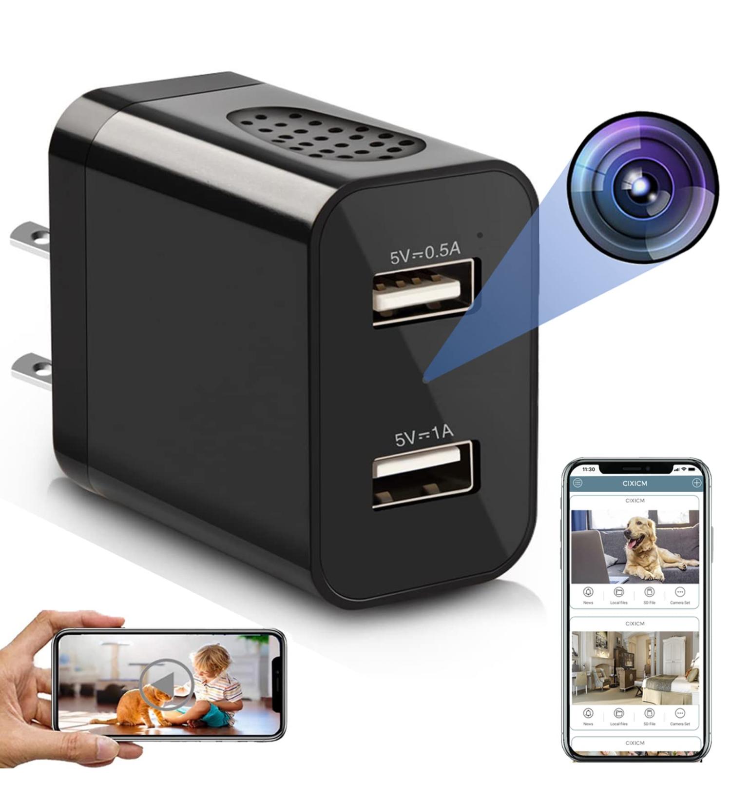 Wireless Hidden WiFi Charger Spy Camera - 1080P HD Nanny Cam - LUOHE Mini USB Security Camera Recorder - Black - Buy Online on SooperMarket.com