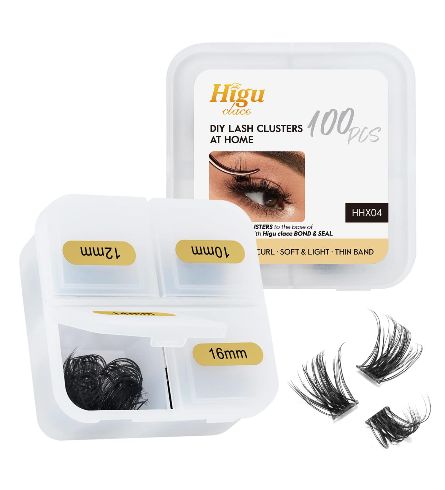 100 Pcs DIY Eyelash Extensions | Thin Stem Lash Cluster Set 10/12/14/16mm | Reusable Makeup | Self-application | HHX04 Mix10-16mm - Buy Online on SooperMarket.com