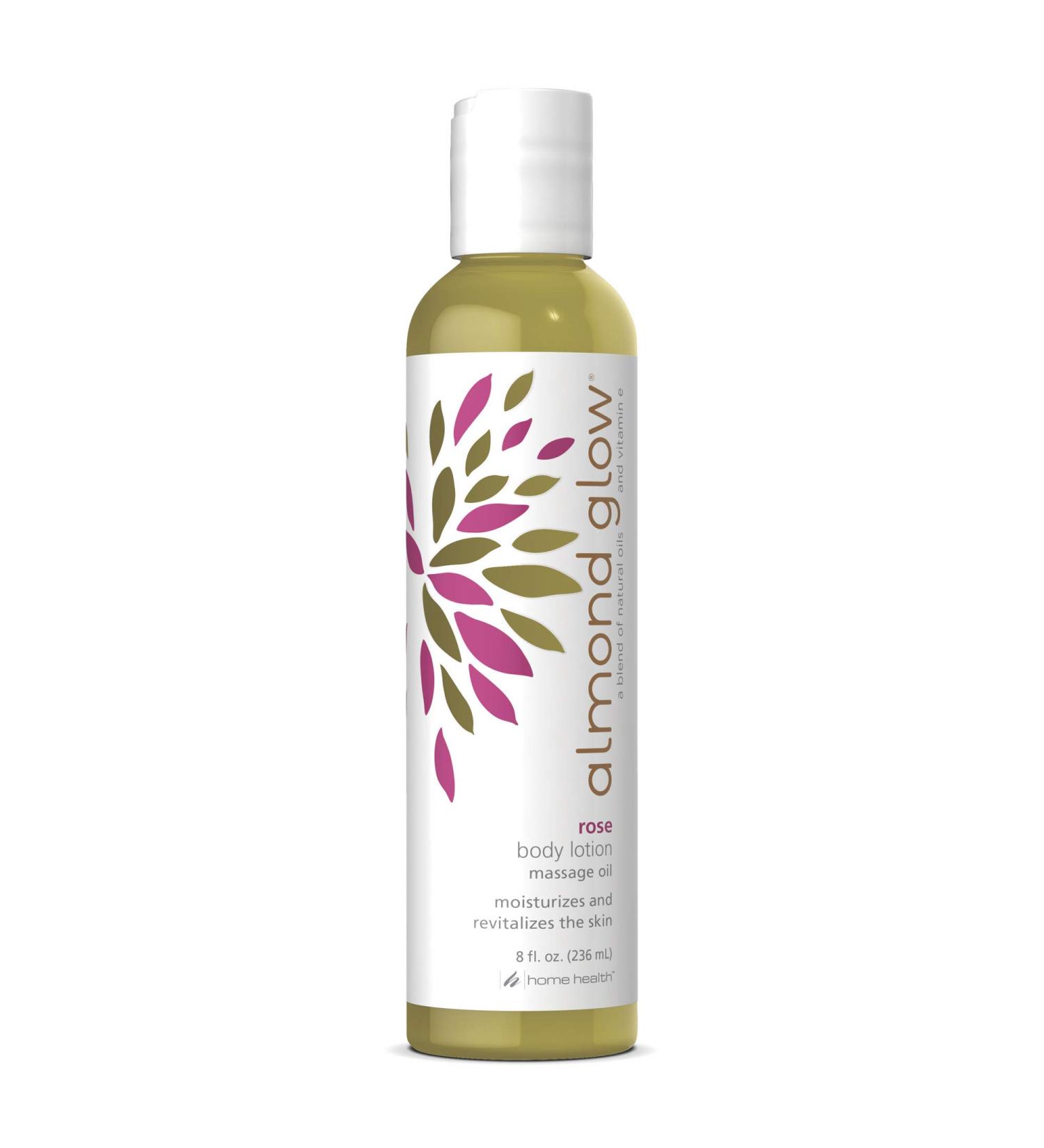 Home Health Almond Glow Rose Body Lotion - 8 oz Moisturizer & Massage Oil, Non-GMO & Paraben-Free, Enriched with Vitamin E & Natural Oils - Buy Online on SooperMarket.com
