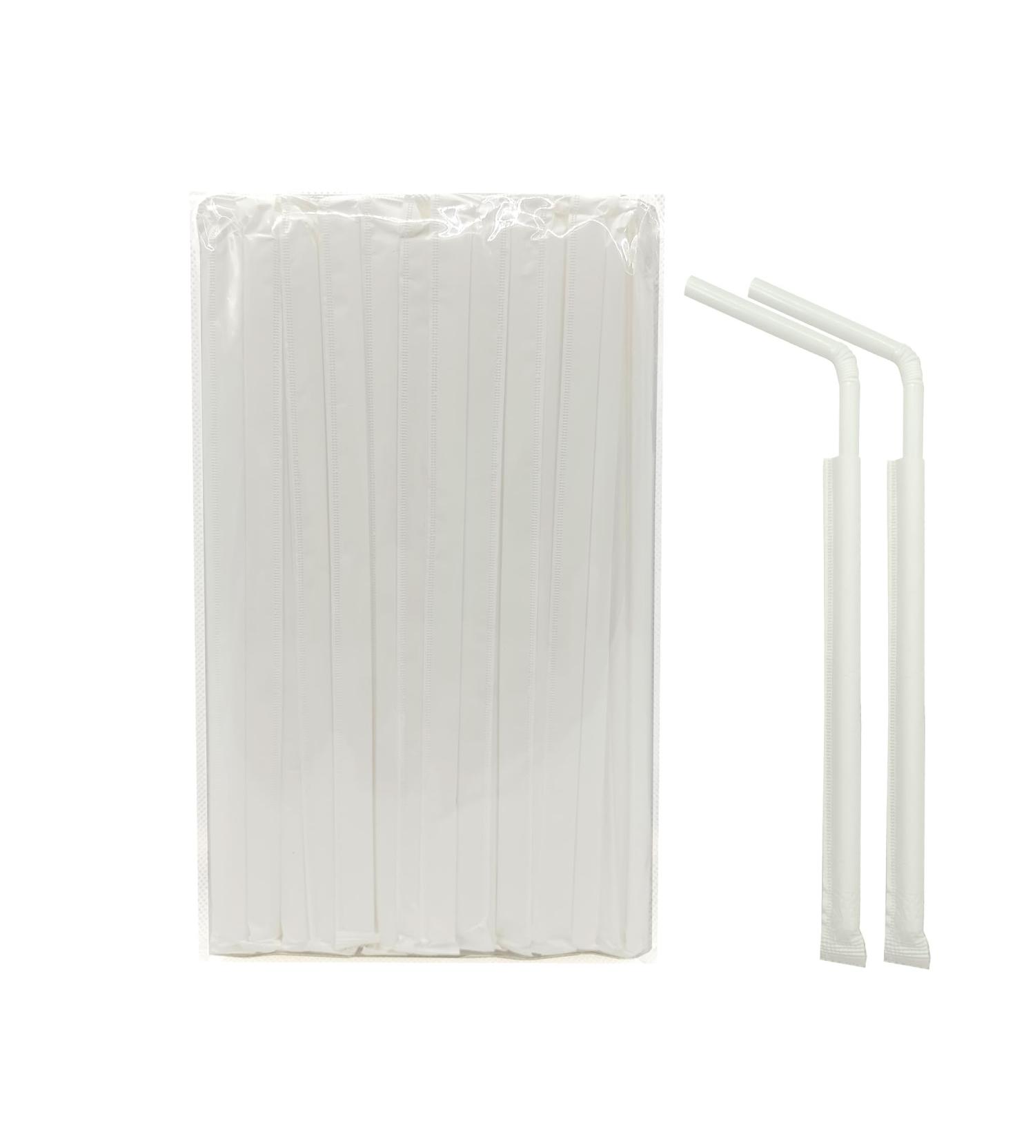 FOREVERIE 100 PCS White Plastic Adaptive Straws Individually Wrapped for Drinking Regular 0.24In Diameter 8.27in Length Bendable Flexible Disposable Soft &Thin 100 Count - Buy Online on SooperMarket.com