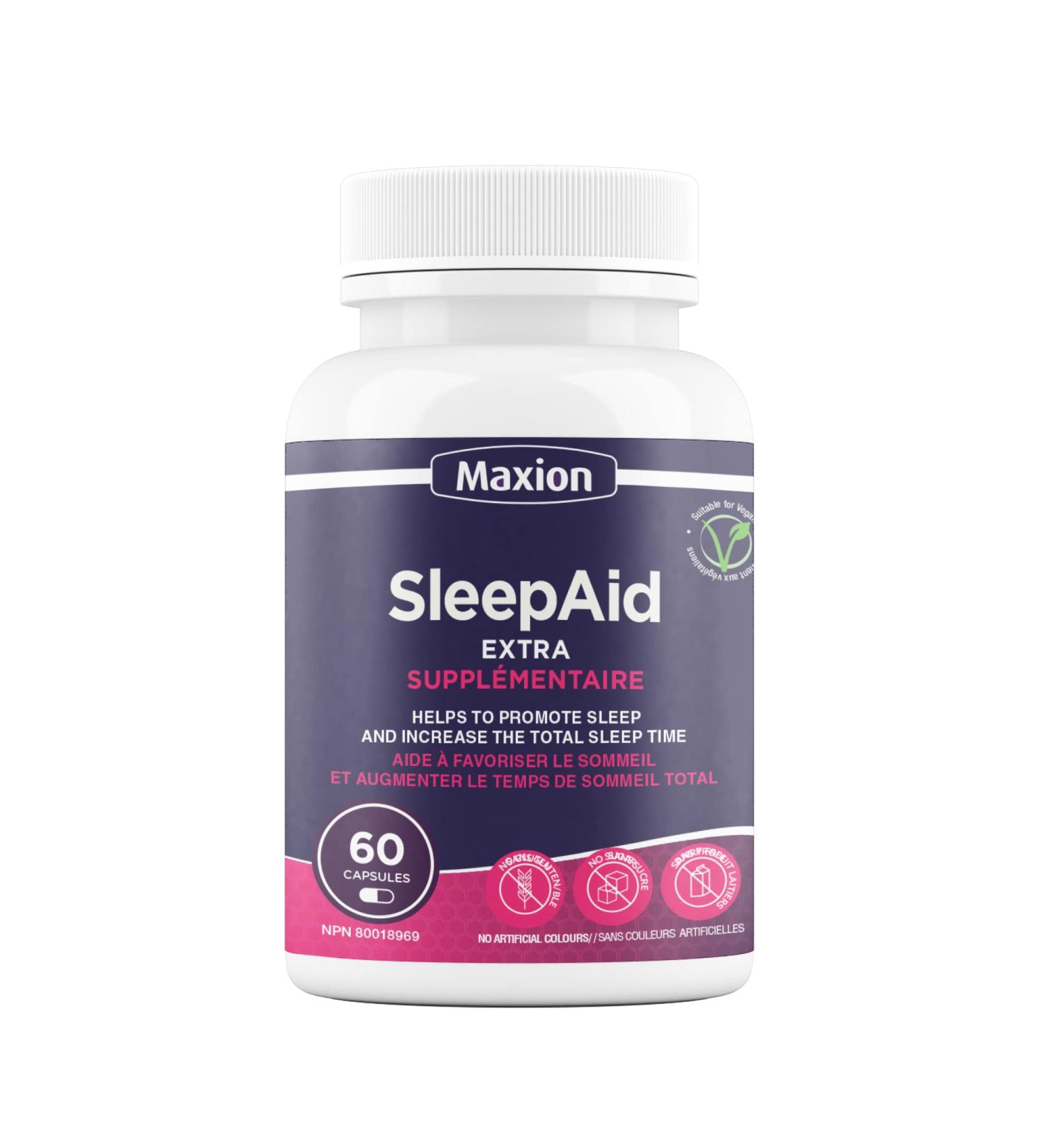 Maxion SleepAid Extra with Skullcap and Ashwagandha to Help Promote Sleep and Increase Total Sleep Time 60 Vegetable Capsules - Buy Online on SooperMarket.com