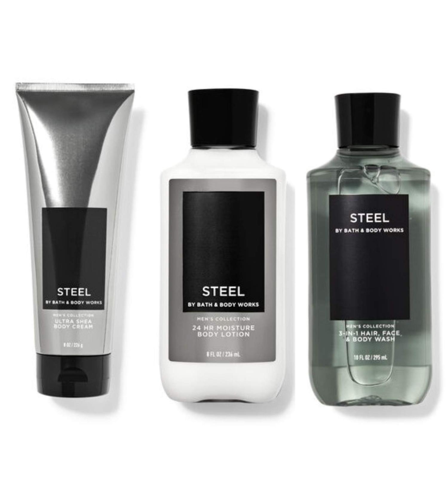 Bath and Body Works Gift Set Steel for Men - Body Lotion, Body Wash & Body Cream - Full Size - Buy Online on SooperMarket.com