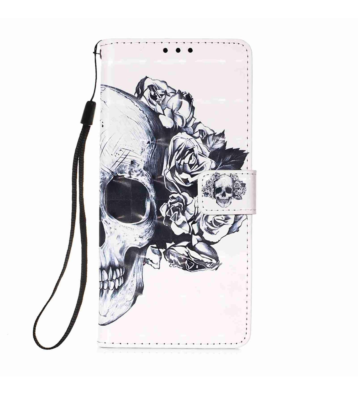 Samsung Galaxy A13 4G Wallet Case - Glossy 3D Pattern PU Leather Cover with Card Slots - Stylish Skull Design - Buy Online on SooperMarket.com