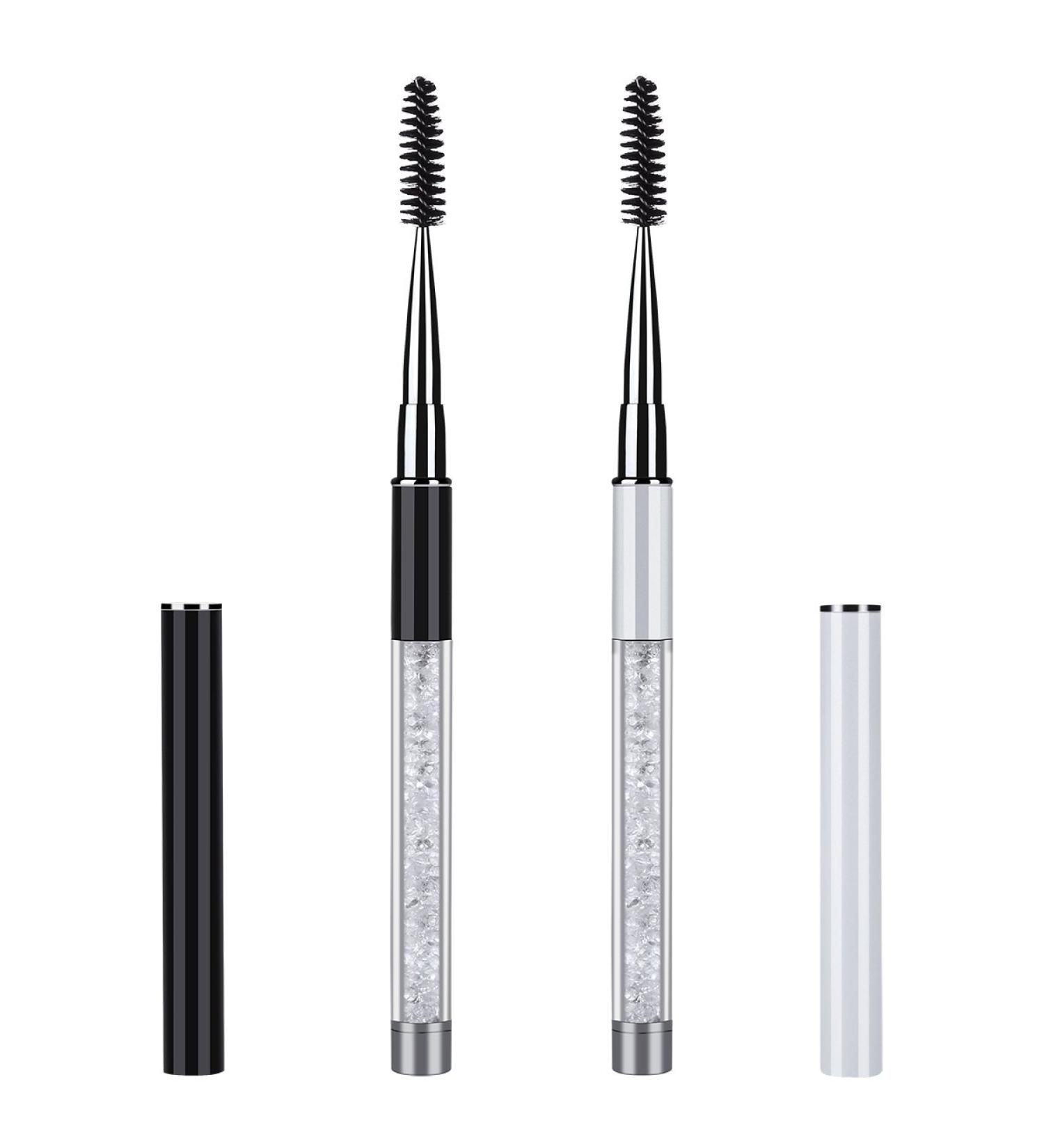 2-Piece Eyelash Brush Set - Reusable Brow & Lash Wands with Cap - Mascara Spoolies Applicator Brushes in Black & White - Buy Online on SooperMarket.com