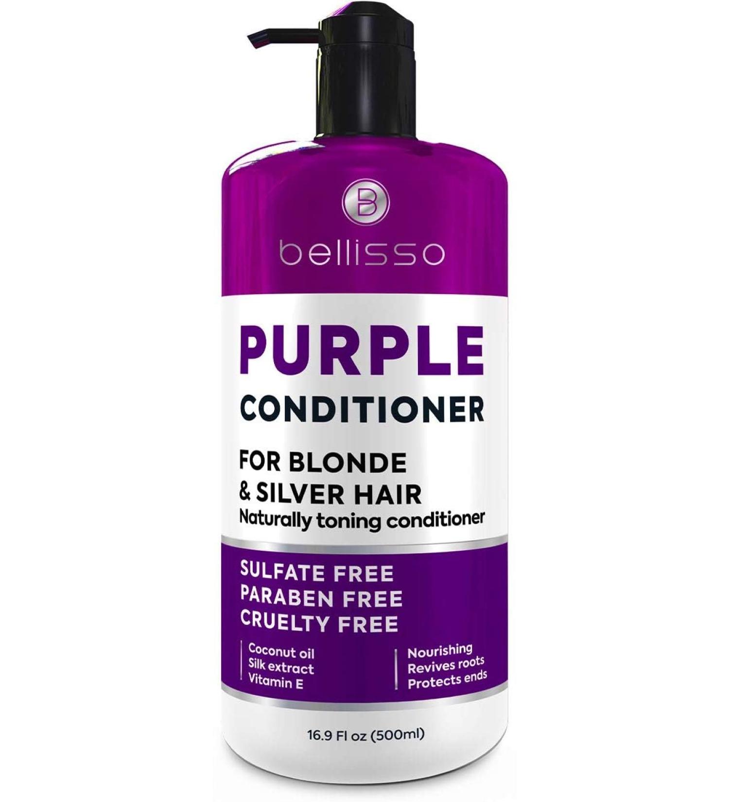 Purple Conditioner for Blonde Hair - Sulfate & Paraben Free Toner - Eliminate Brassy Tones for Color Treated Bleached Silver White & Gray Hair - Unisex Care - Buy Online on SooperMarket.com