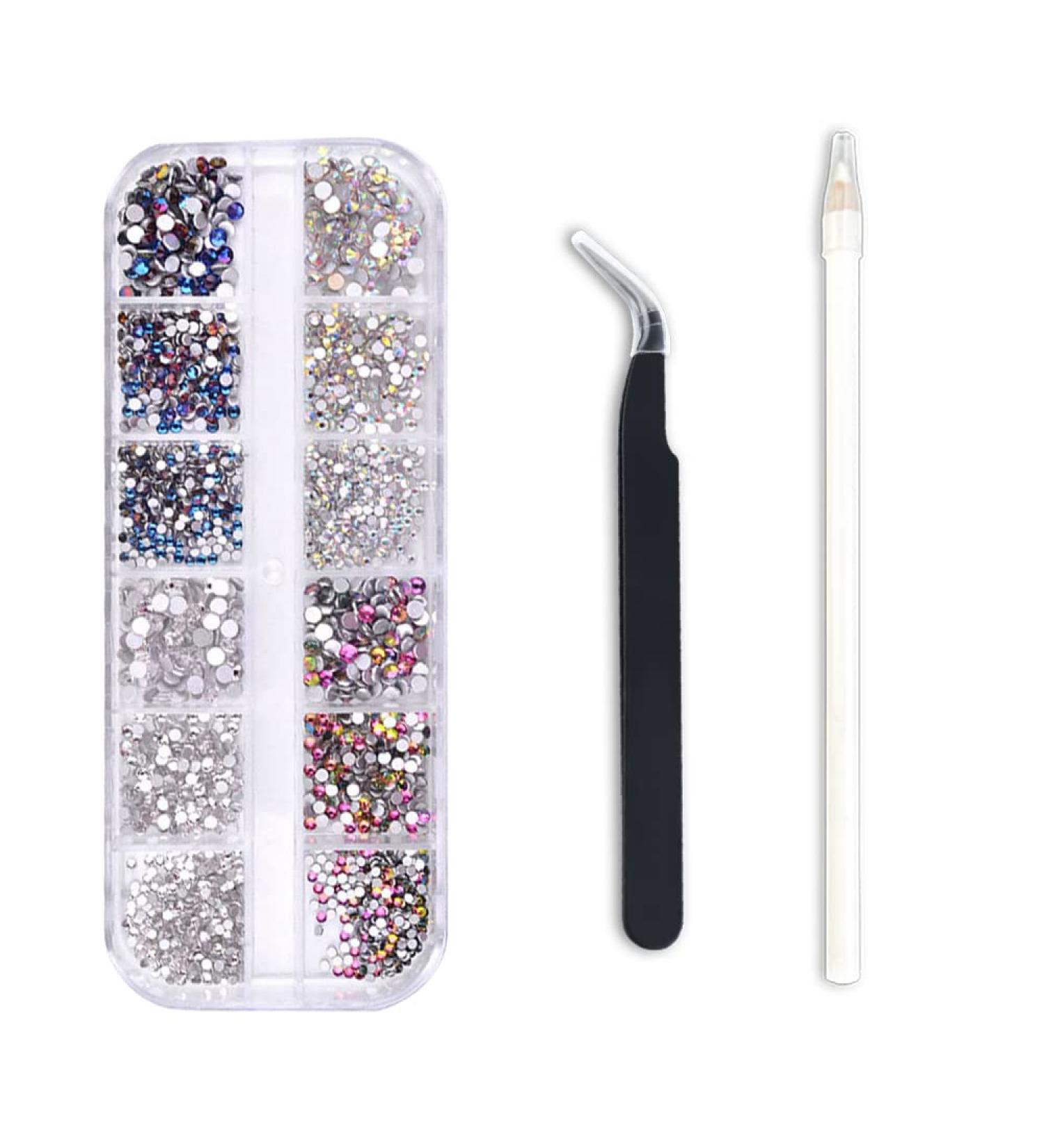 Crystal AB Rhinestones Set with Tools - 1440pcs Diamonds Gems for Nail Art Decoration - Buy Online on SooperMarket.com