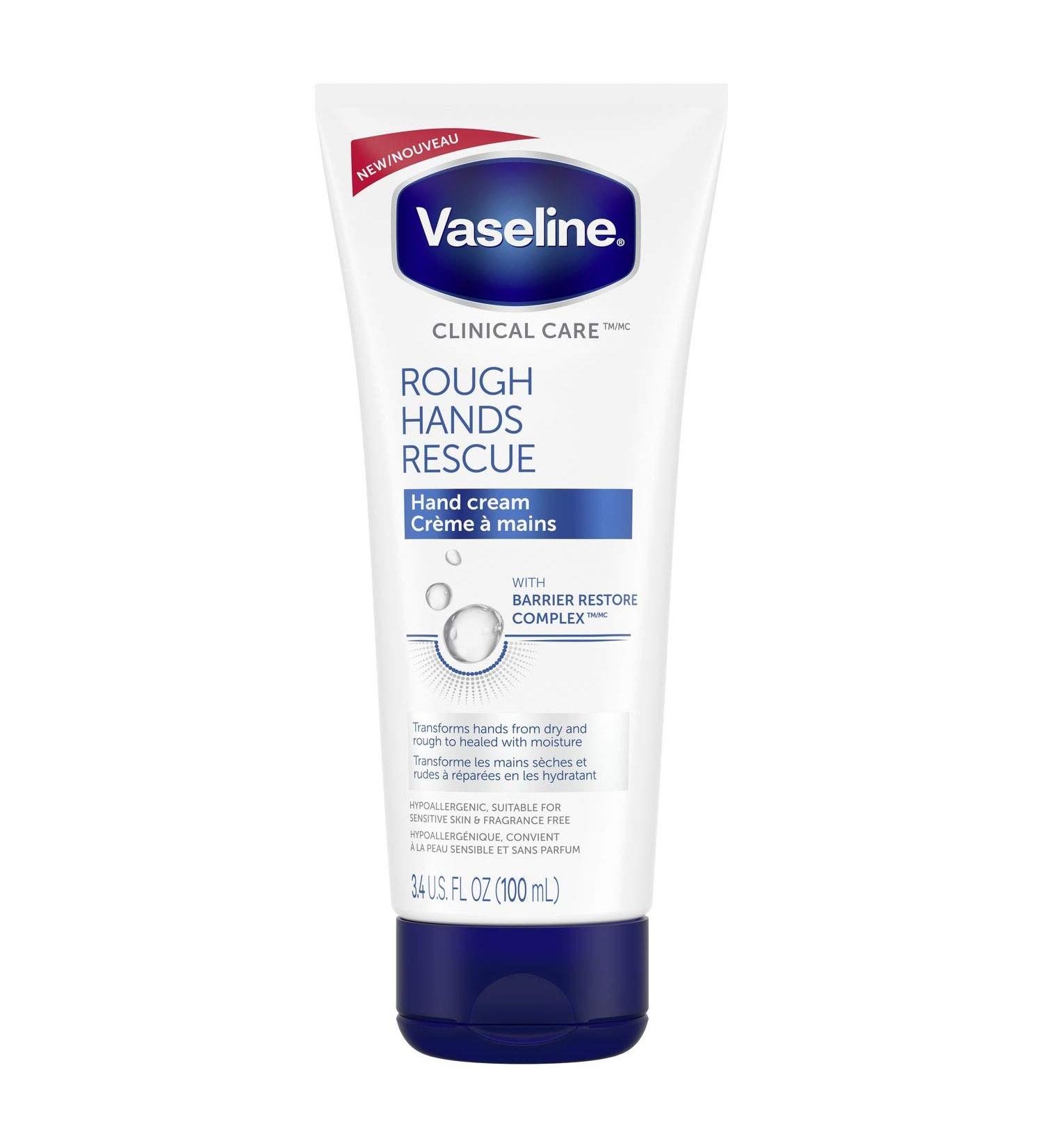 Vaseline Clinical Care hand Cream for Sensitive and Dry Hands Rough Hands Rescue Hypoallergenic 100 Ml 100 Milliliters - Buy Online on SooperMarket.com