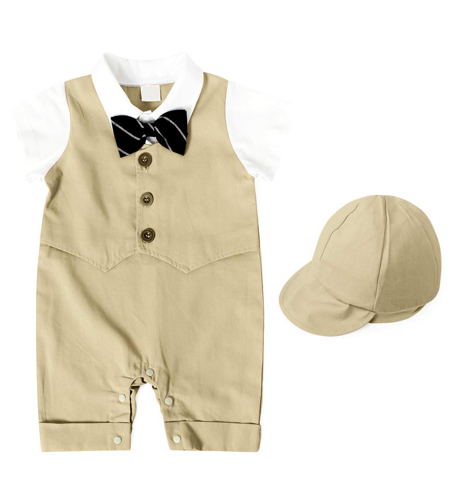 AmzBarley Baby Boys Gentlemans Tuxedo Romper Suit | Khaki 104 | 12-18 Months - Buy Online on SooperMarket.com