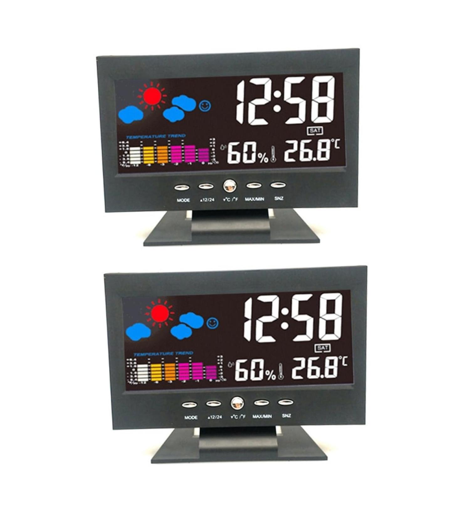 Healeved 2 Pcs Digital Clock Time Display Clock Stylish Clock Creative Clock Multifunctional Clock Led Number Size 1x2pcs - Buy Online on SooperMarket.com