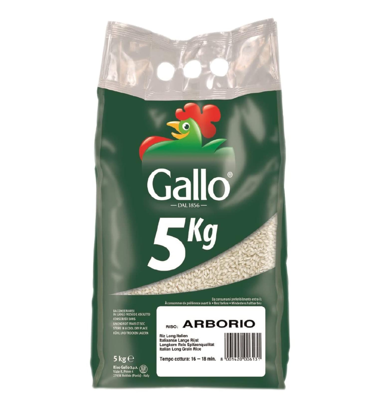 Riso Gallo Vegan Arborio Rice 5 kg - Premium Quality Rice for Risotto (Pack of 1) - Buy Online on SooperMarket.com