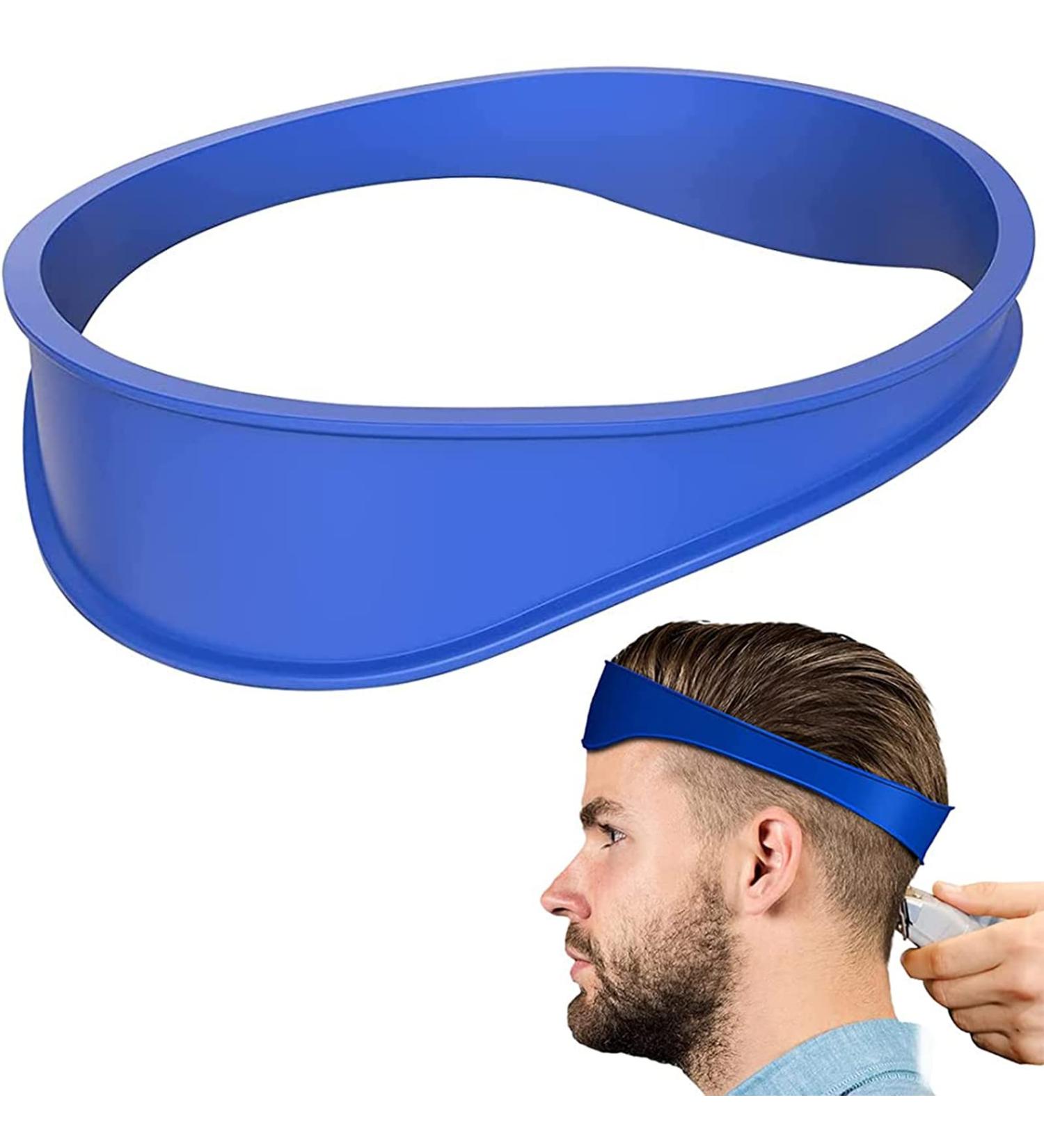Curved Silicone Haircut Band - Neckline Shaving Template and Hair Trimming Guide for DIY Home Haircuts in Blue - Buy Online on SooperMarket.com