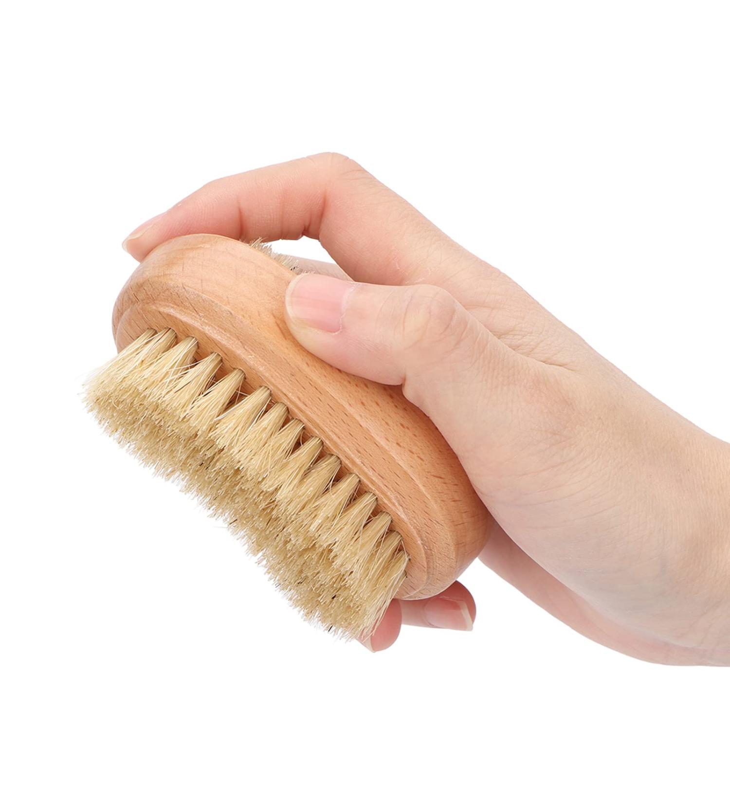 Double-Sided Wooden Nail Brush - Natural Bristle Hand & Fingernail Cleaner | Eco-Friendly Manicure & Pedicure Accessories for Men & Women - Buy Online on SooperMarket.com