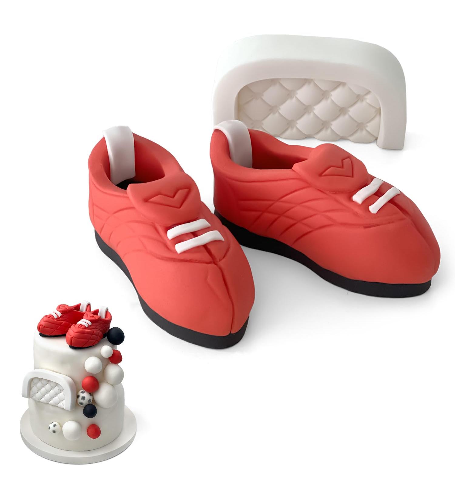 SugarArt Football Boot Set Edible Cake Topper - (Red) Handmade Football Cake Decorations - Perfect on Fondant Butter Cream & More - Football Cake Toppers - Made of Sugar - Contains Food Colors - Buy Online on SooperMarket.com