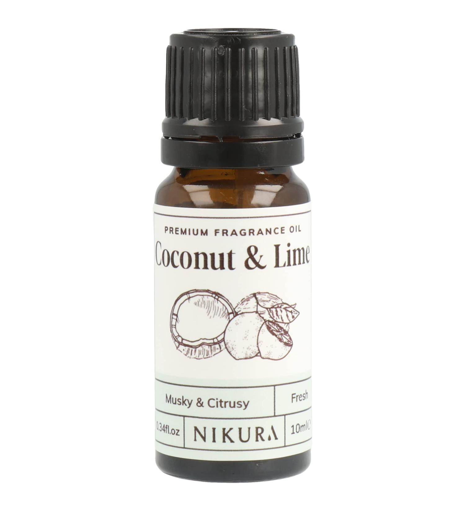 Nikura Coconut & Lime Fragrance Oil 10ml - Ideal for Soap, Candle, Wax Melts & Diffuser - Bath Bombs, Perfume Scents - Vegan & UK Made - Buy Online on SooperMarket.com