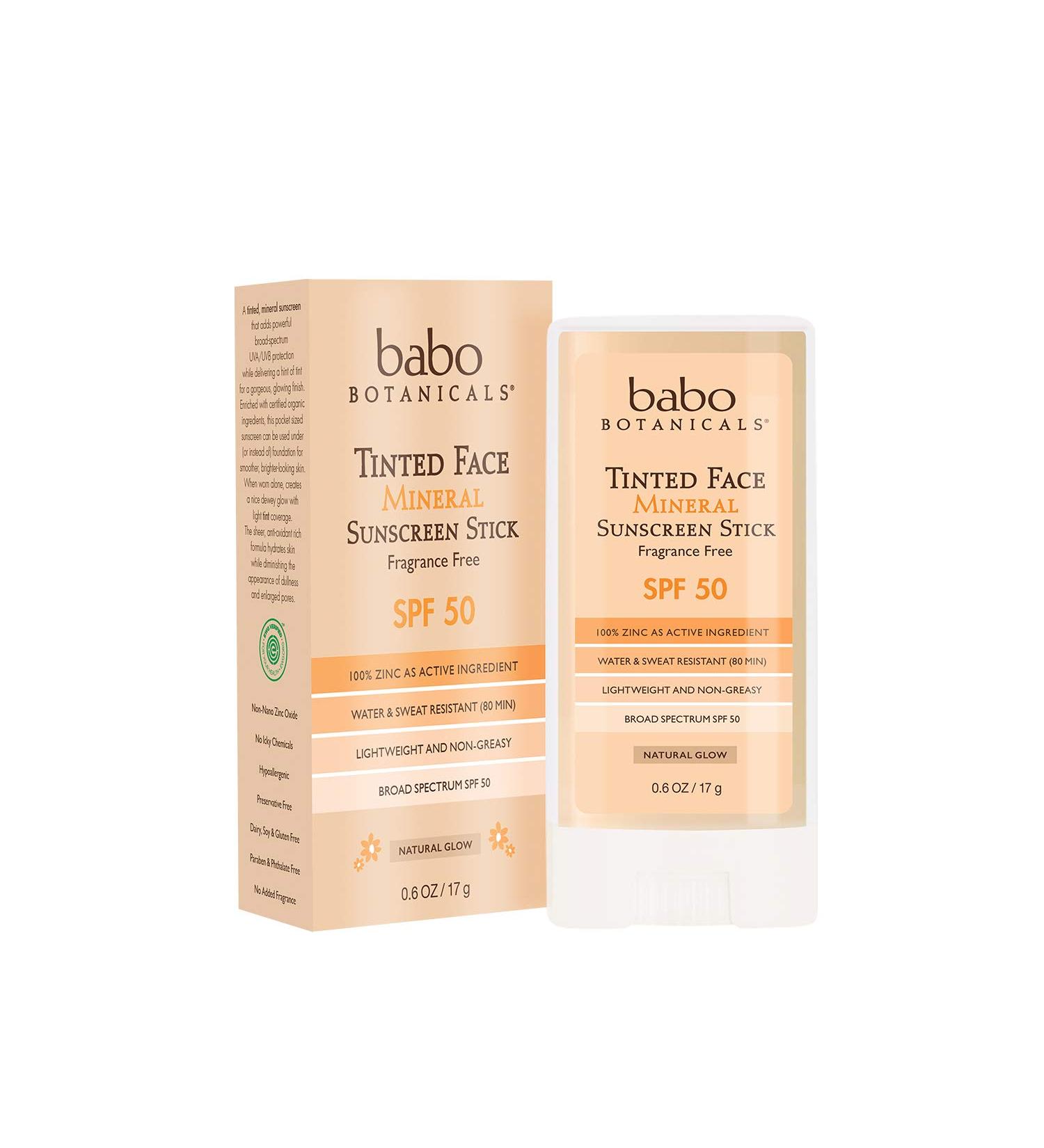 Babo Botanicals Tinted Mineral Stick Sunscreen SPF 50 | Unscented | 0.6 Ounce | 70+ Organic Ingredients - Buy Online on SooperMarket.com