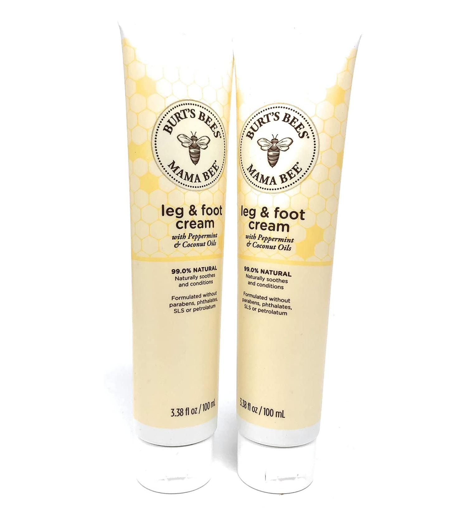 Burt's Bees Mama Bee Leg & Foot Cream Peppermint 3.38 Fl Oz - Pack of 2 | Moisturizing Leg & Foot Cream - Buy Online on SooperMarket.com