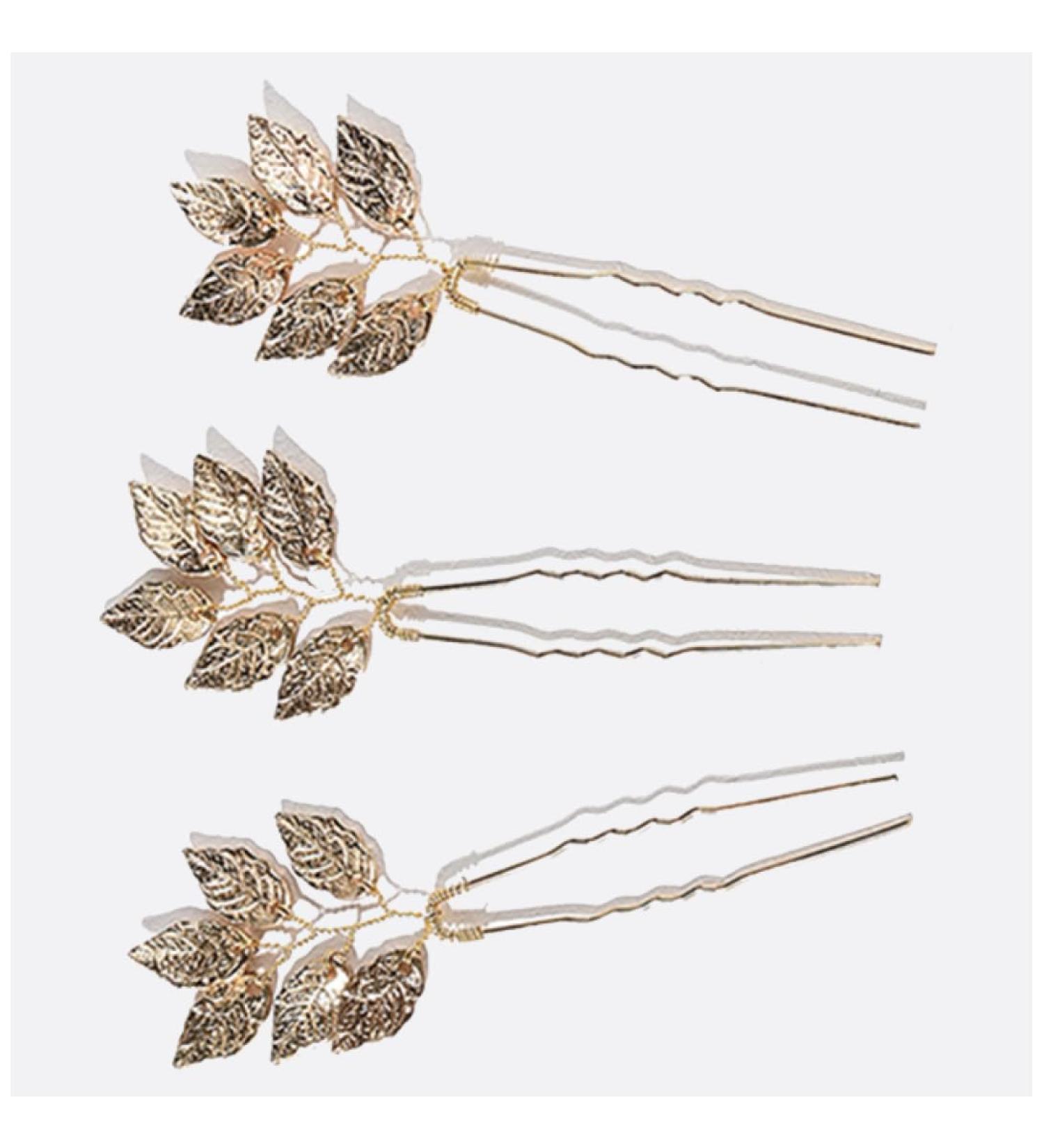 Wedding Hairpins With Leaves Gold And Silver Ideal As Hair Accessories For Bridesmaid Women And Girls  - Buy Online on SooperMarket.com