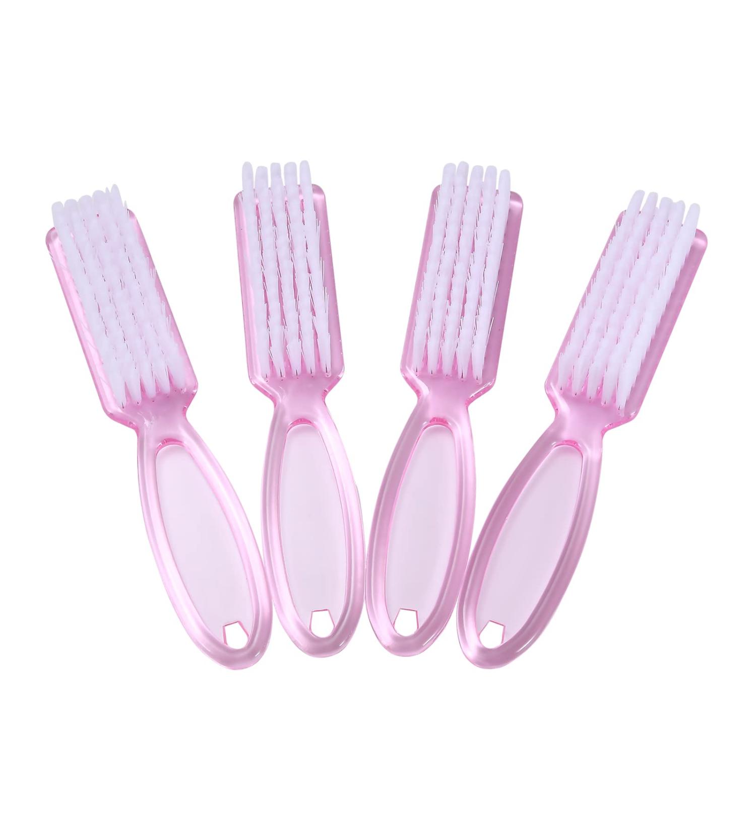 Yebeauty Nail Brush Fingernail Cleaner 4 Pack - Hand and Toe Scrubbing Brush for Pedicure - Clear Pink Plastic Nail Scrubber - Buy Online on SooperMarket.com