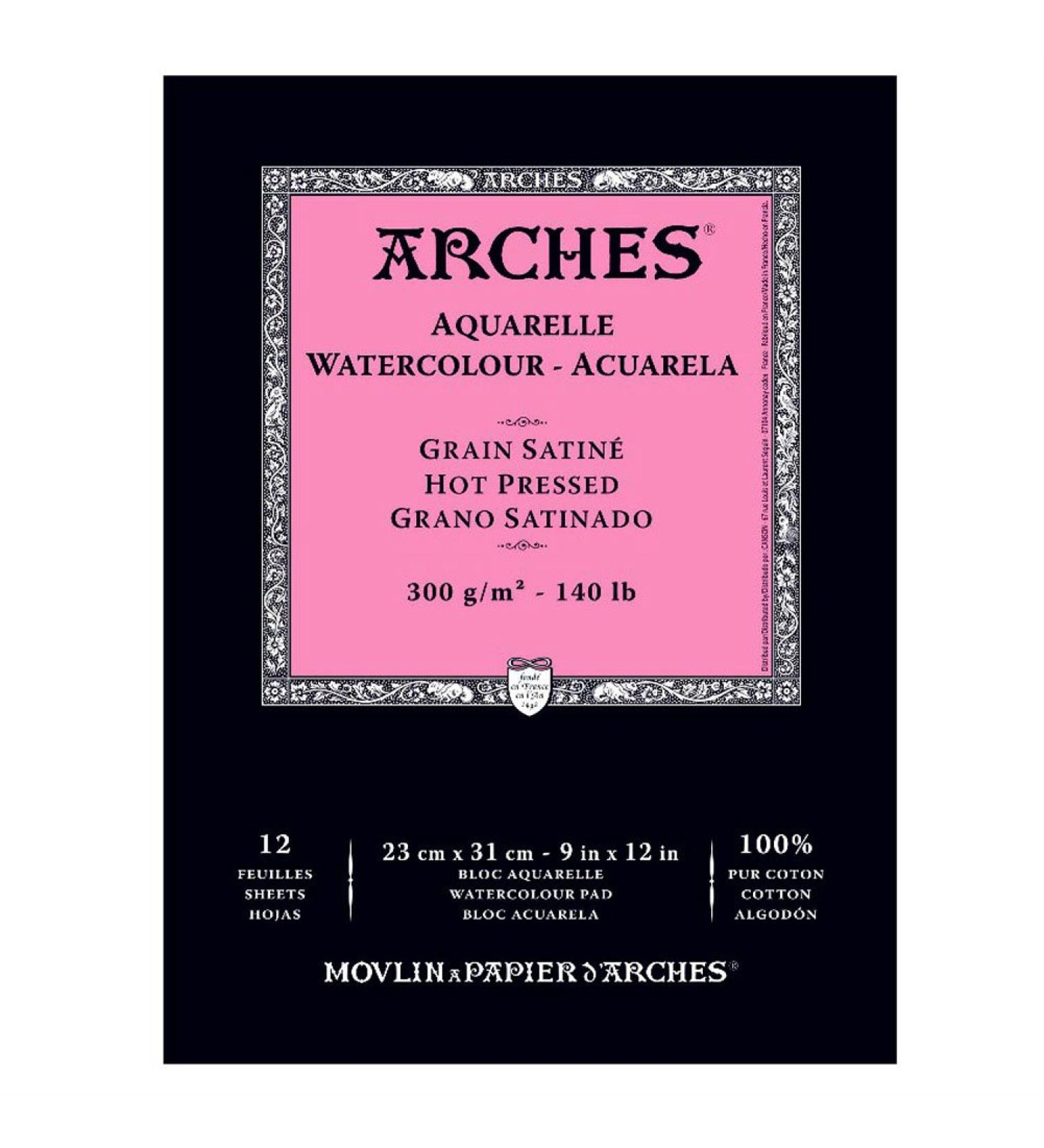 Arches Hot Press Watercolor Pad - 9x12 | High Quality Paper for Artists - Buy Online on SooperMarket.com