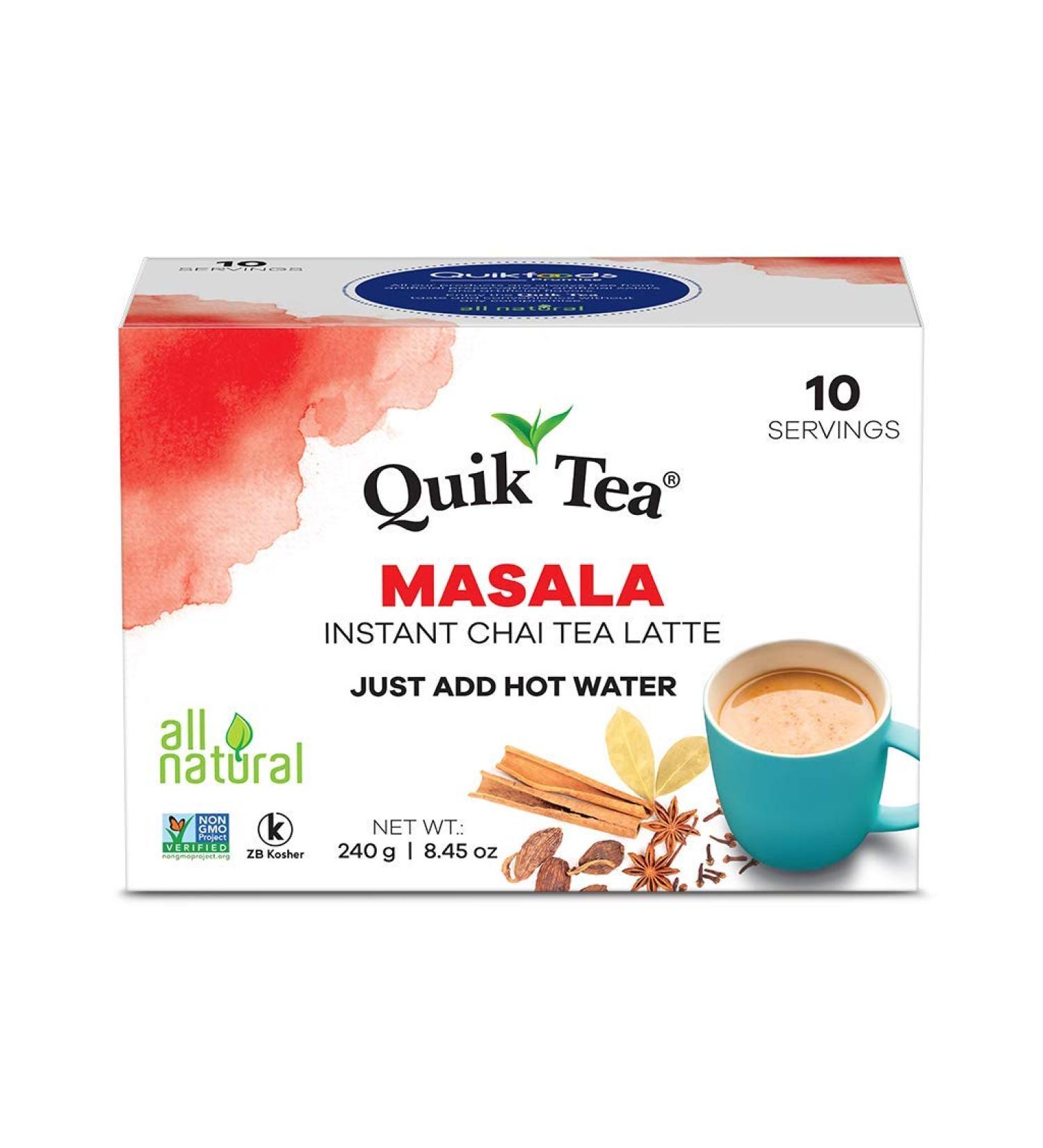 QuikTea Masala Chai Tea Latte - 10 Count - Authentic All Natural Blend - Buy Online on SooperMarket.com