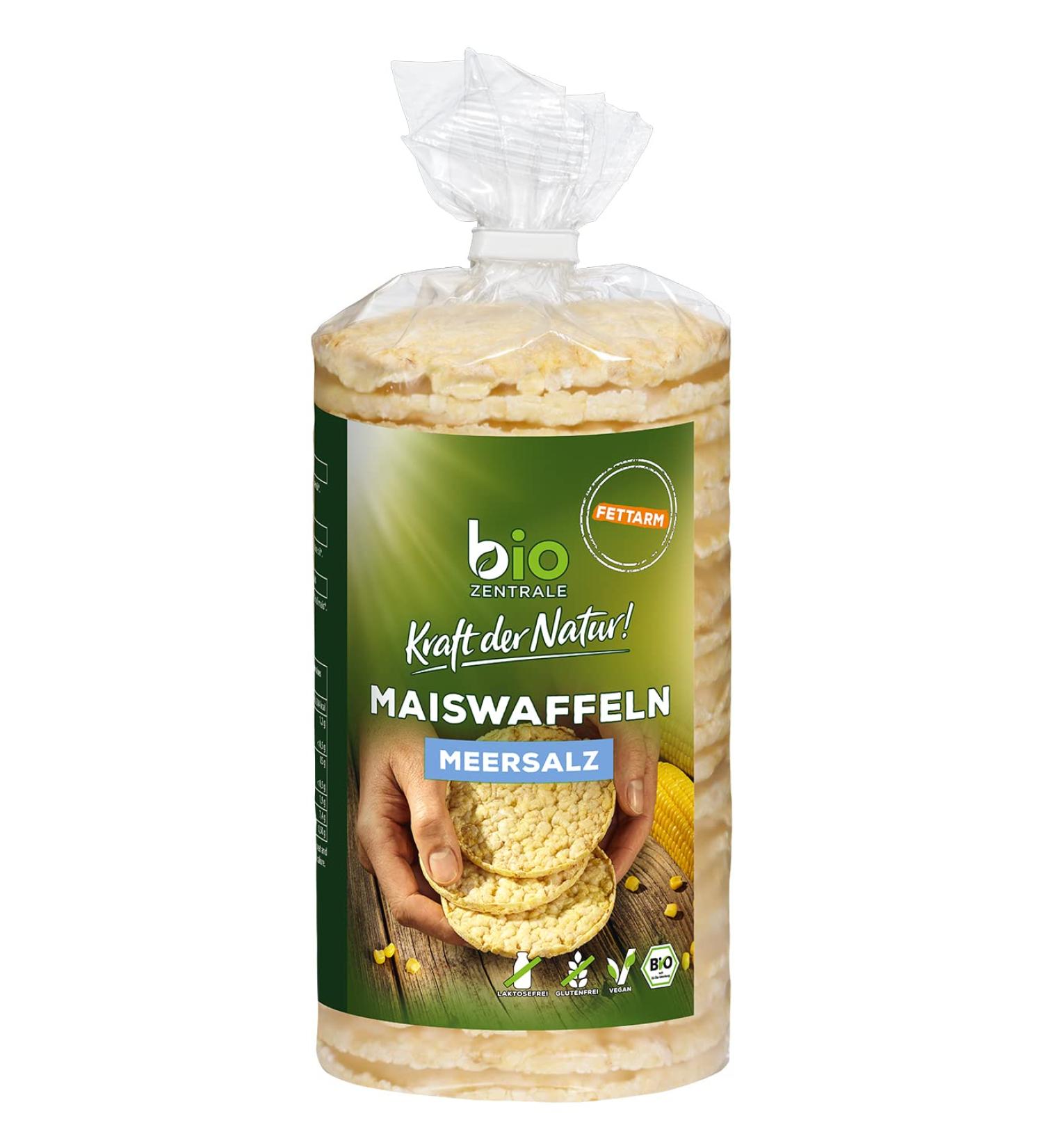 Biocentrale Sea Salt Corn Waffles | Organic Vegan Gluten & Lactose-Free | 12 Pack (120g Each) | Low-Fat Not Fried Snack | Only 3 Ingredients - Buy Online on SooperMarket.com