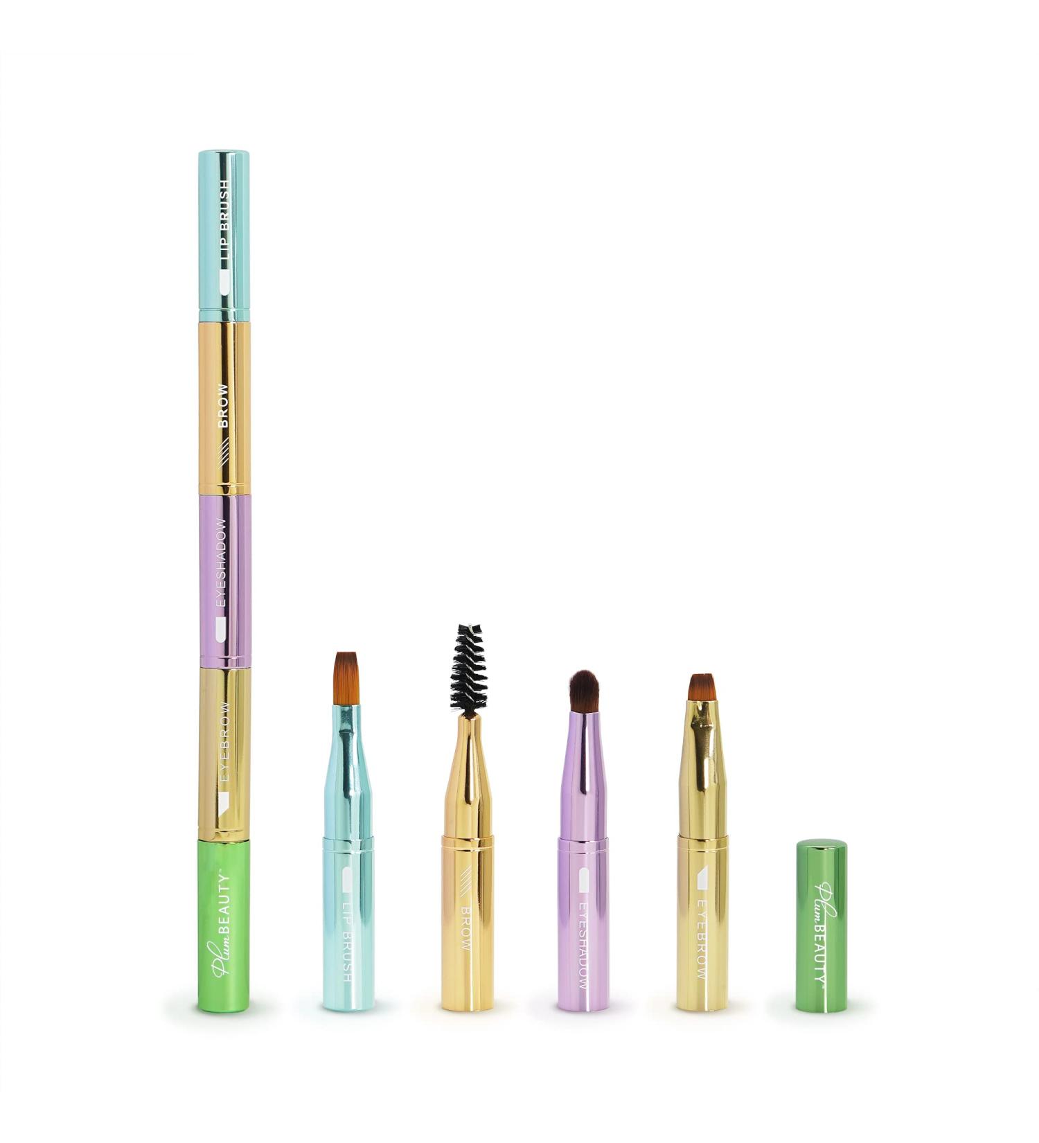 4-in-1 Stackable Travel Makeup Brush Set | Multi-functional Beauty Essential for On-the-Go - Buy Online on SooperMarket.com