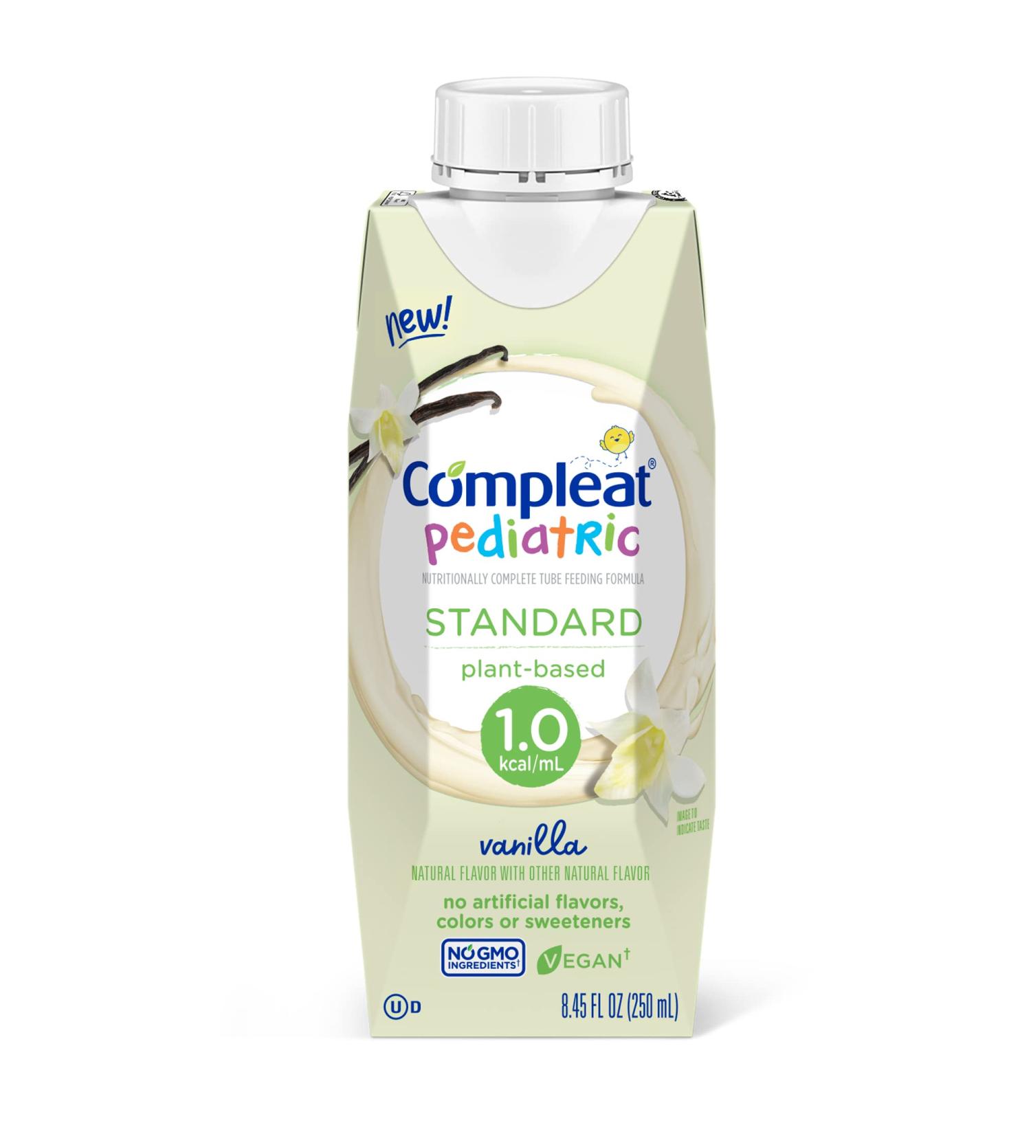 Compleat Pediatric Standard 1.0 Plant-Based Tube Feeding Formula - Vanilla 24 x 8.45 fl oz Carton | No Artificial Flavors, Colors, or Sweeteners - Buy Online on SooperMarket.com