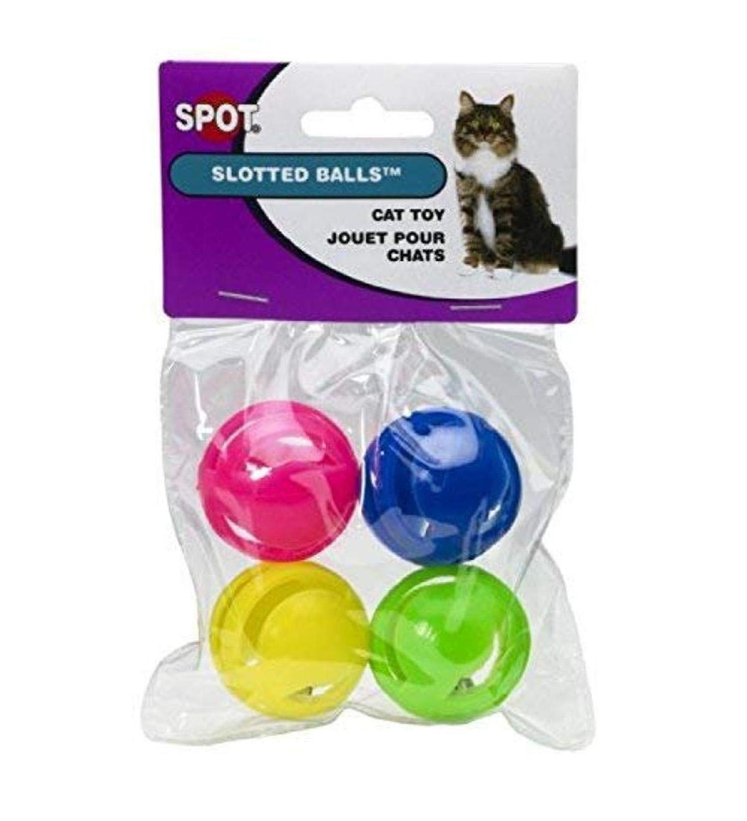 Ethical Slotted Balls Cat Toy 4-Pack - Pink, Blue, Green, Yellow - Buy Online on SooperMarket.com