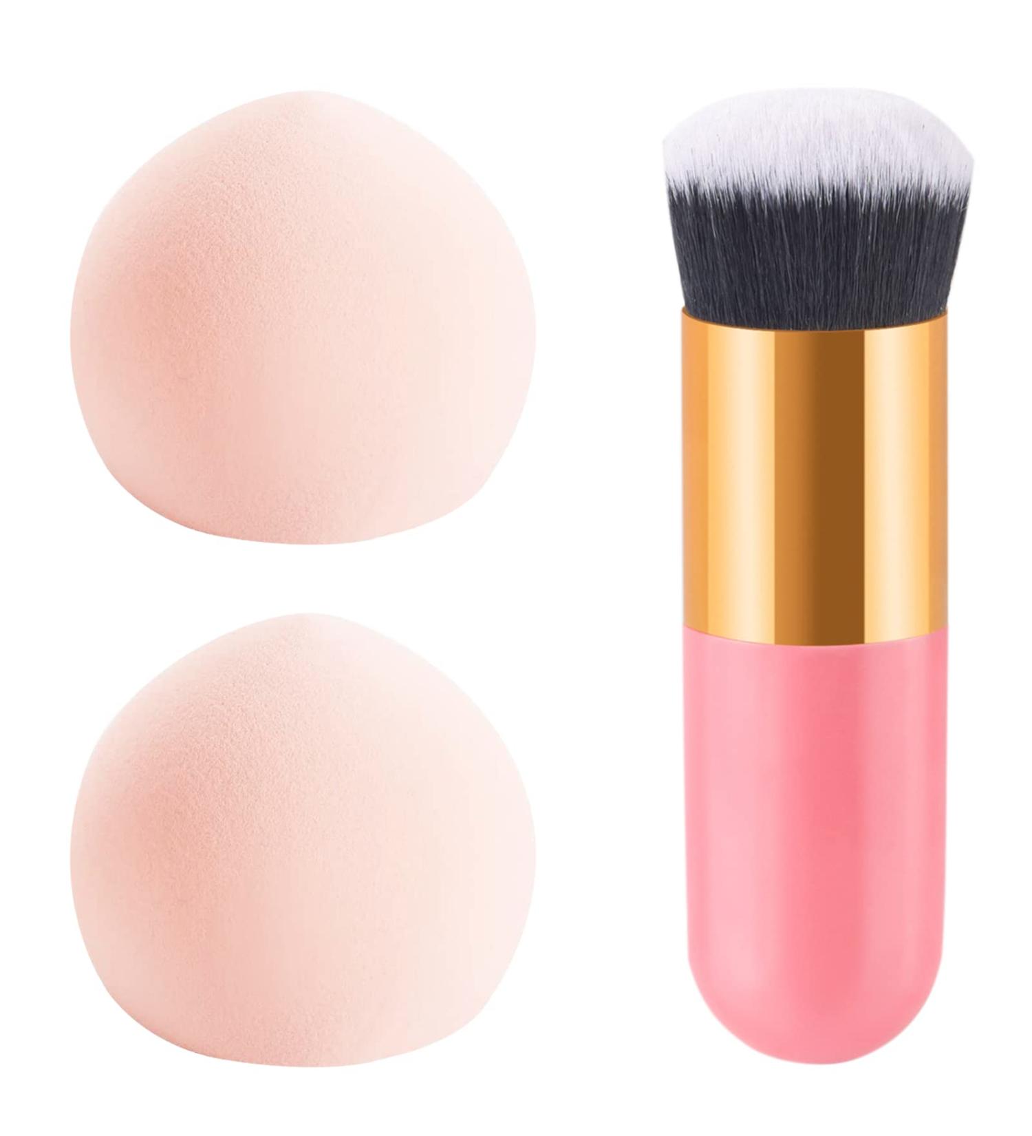 3Pcs Ultra Soft Marshmallow Sponge Makeup Set | Pink Beauty Blenders | Latex Free | Concealer Blender & Foundation Sponge | Includes Makeup Egg & Brush | Ideal for Liquid Foundation, Powder, Cream | Achieve Flawless Makeup Application - Buy Online on SooperMarket.com
