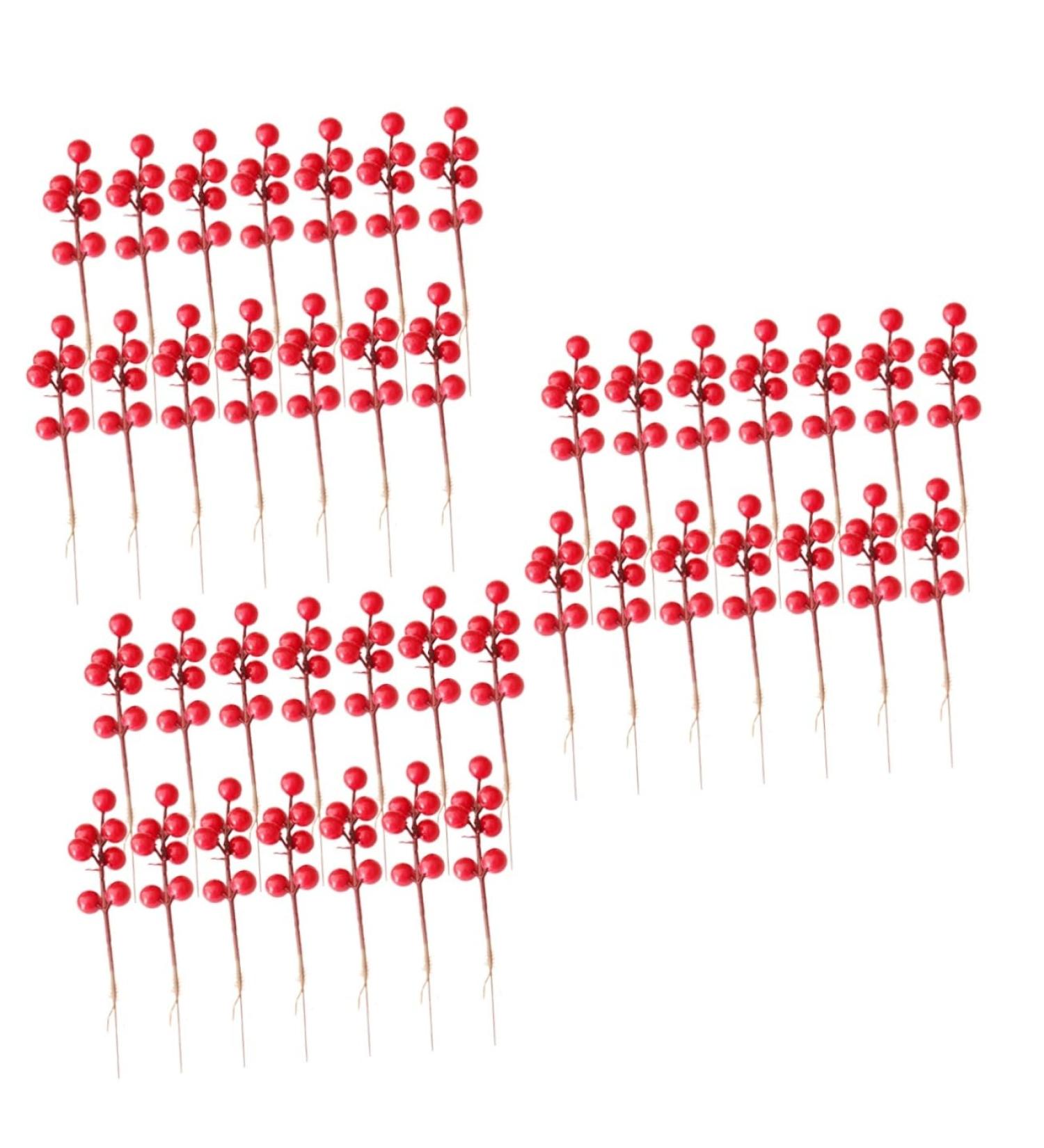 ABOOFAN 60 Pcs Christmas Fruit Christmas Decorations Christmas Holly Berries Christmas Berry Stems Winter Light House Decorations for Home Christmas Tree Fake Berry Foam Red Fruit Wreath Redx3pcs 17x3cmx3pcs - Buy Online on SooperMarket.com