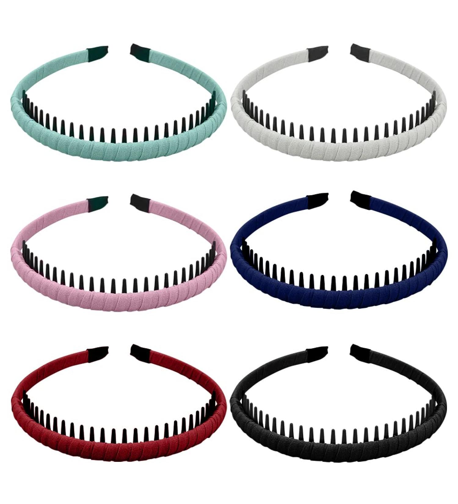 6 Pieces Teeth Comb Headband Fashion Hair Band Non-slip Hair Hoops Soft Satin Hair Hoop Hair Accessories Multi - Buy Online on SooperMarket.com