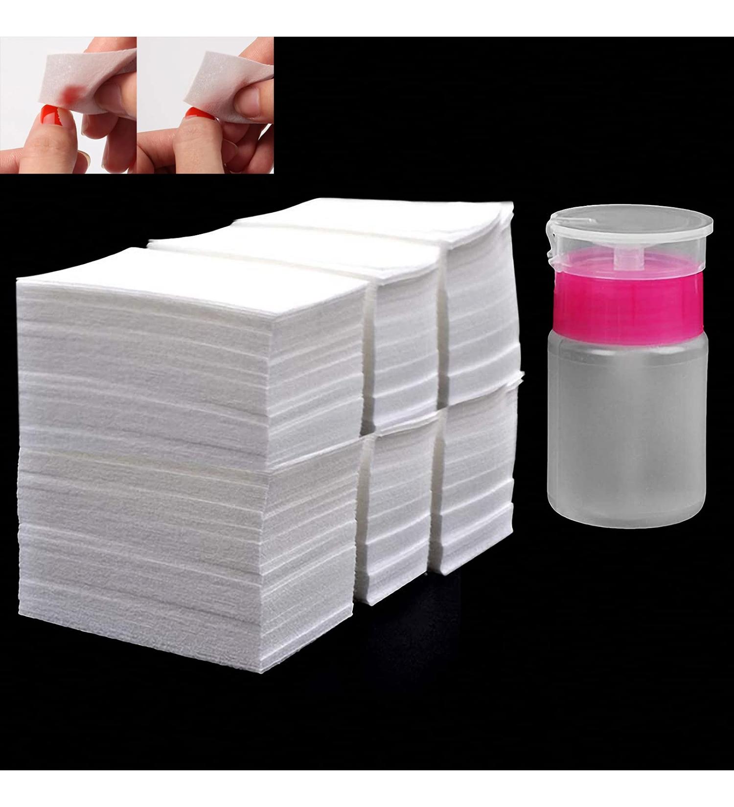 1000PCS Nail Cotton Pads with Push Down Pump Dispenser Bottle for Nail Polish Removal - Lint Free Wipes for Acrylic Nails, Gel Residue Removal - Buy Online on SooperMarket.com