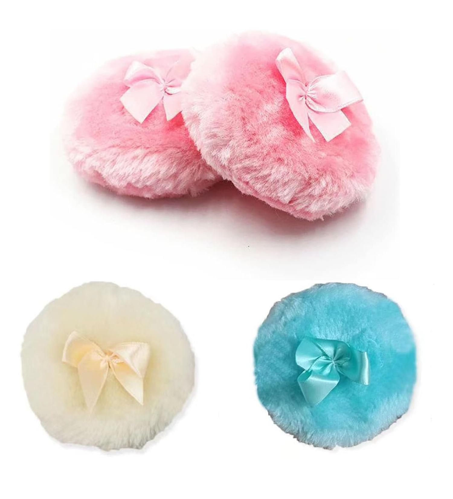 4pcs Large Fluffy Plush Body Puff Set | Ultra Soft & Washable Powder Puffs for Face and Body - Buy Online on SooperMarket.com