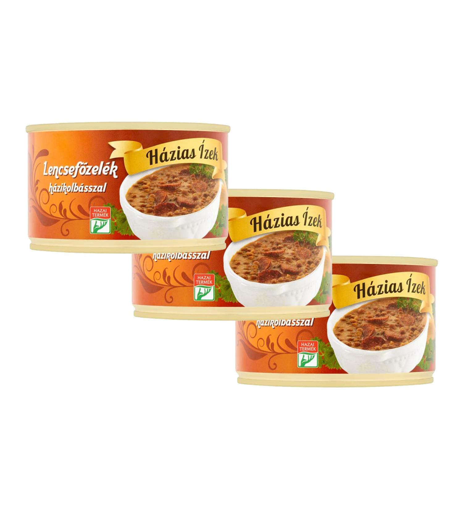 Hazias Izek Hungarian Lentil Stew With Sausage 400 g Pack of 3
