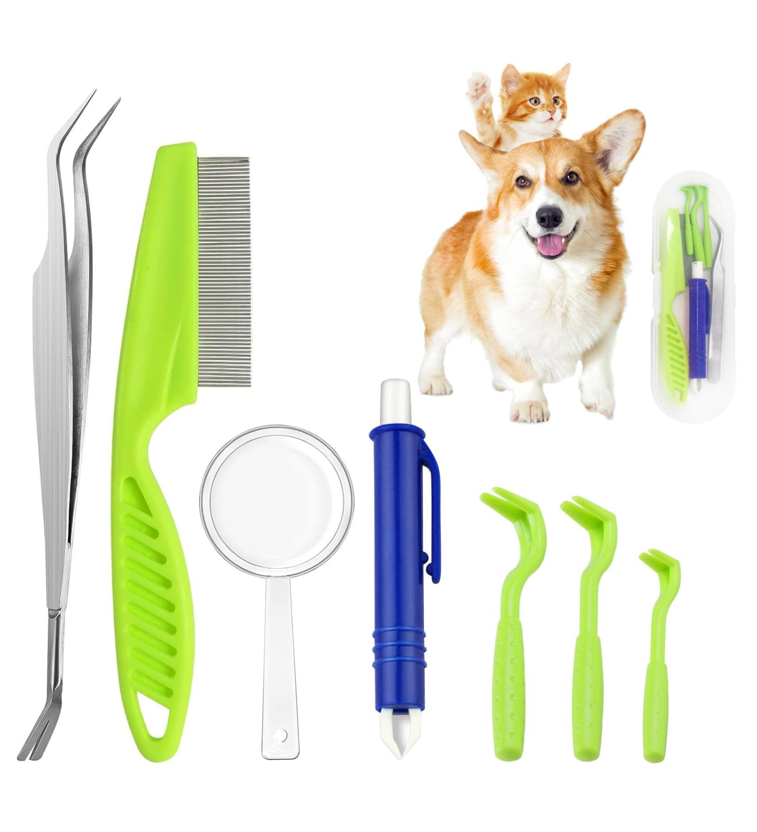 Starfa Lab Tick Removal Tool Set - 7PCs Plastic Lever & Stainless Steel Tweezers for Dogs Cats & Humans - Buy Online on SooperMarket.com
