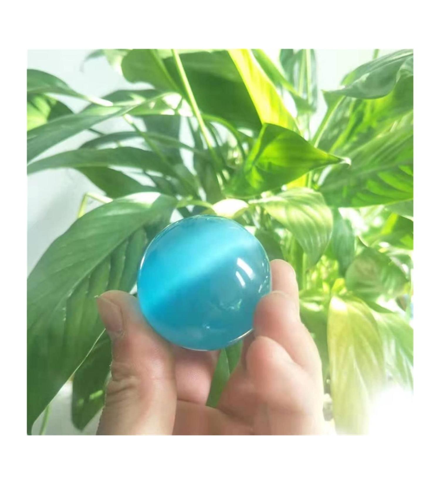 Natural Crystal Rough Ornament Natural Blue Cat Eye Quartz Crystal Stone Ball 40mm for Decoration 1PC 1pc 4cm