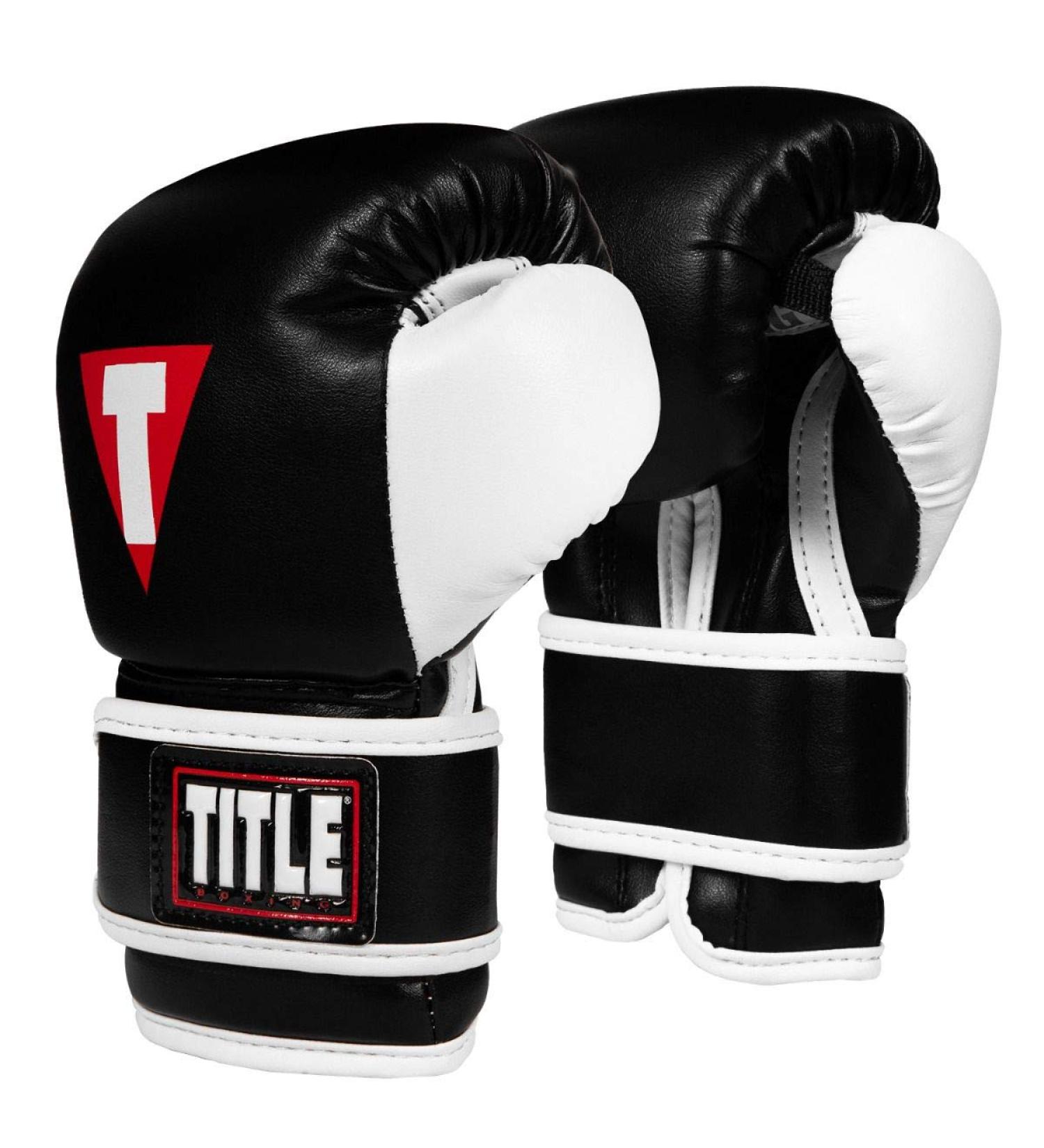 TITLE Boxing Youth Bag Gloves Black/White 4 oz - Lightweight Kids Boxing Gloves - Buy Online on SooperMarket.com