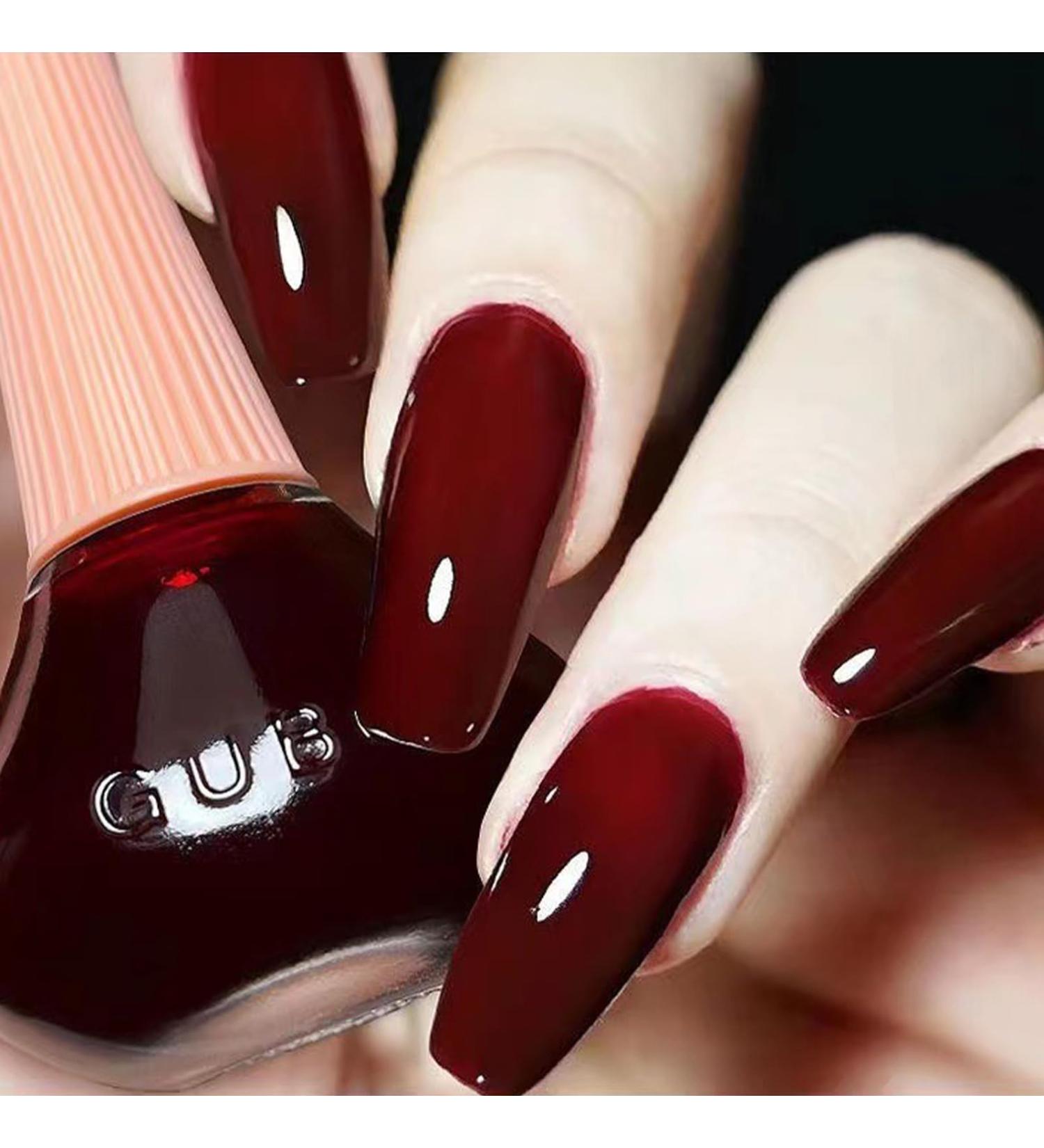 EONFAVE Red Nail Polish - Wine Red Nail Varnish - Long Lasting Chip Resistant & Quick Drying Nail Polish for DIY Nail Art Manicure at Home - No Need Cured - Buy Online on SooperMarket.com
