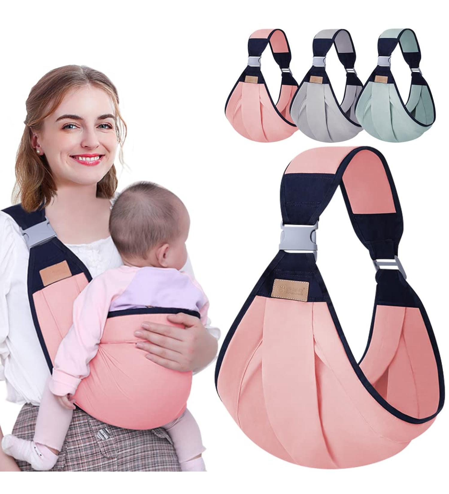 Adjustable Breathable Baby Sling Carrier | Quick Dry with Thick Shoulder Straps | 0-36 Months (Pink) - Buy Online on SooperMarket.com