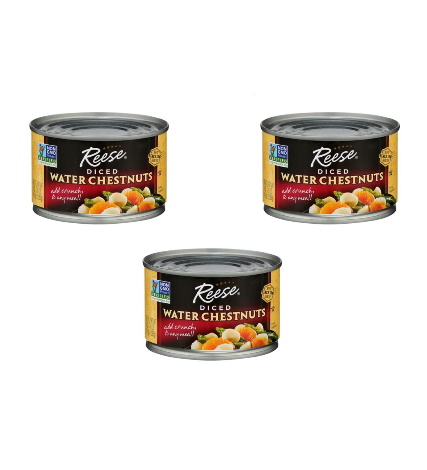 Reese's Water Chestnuts Diced 8 OZ (Pack of 3)