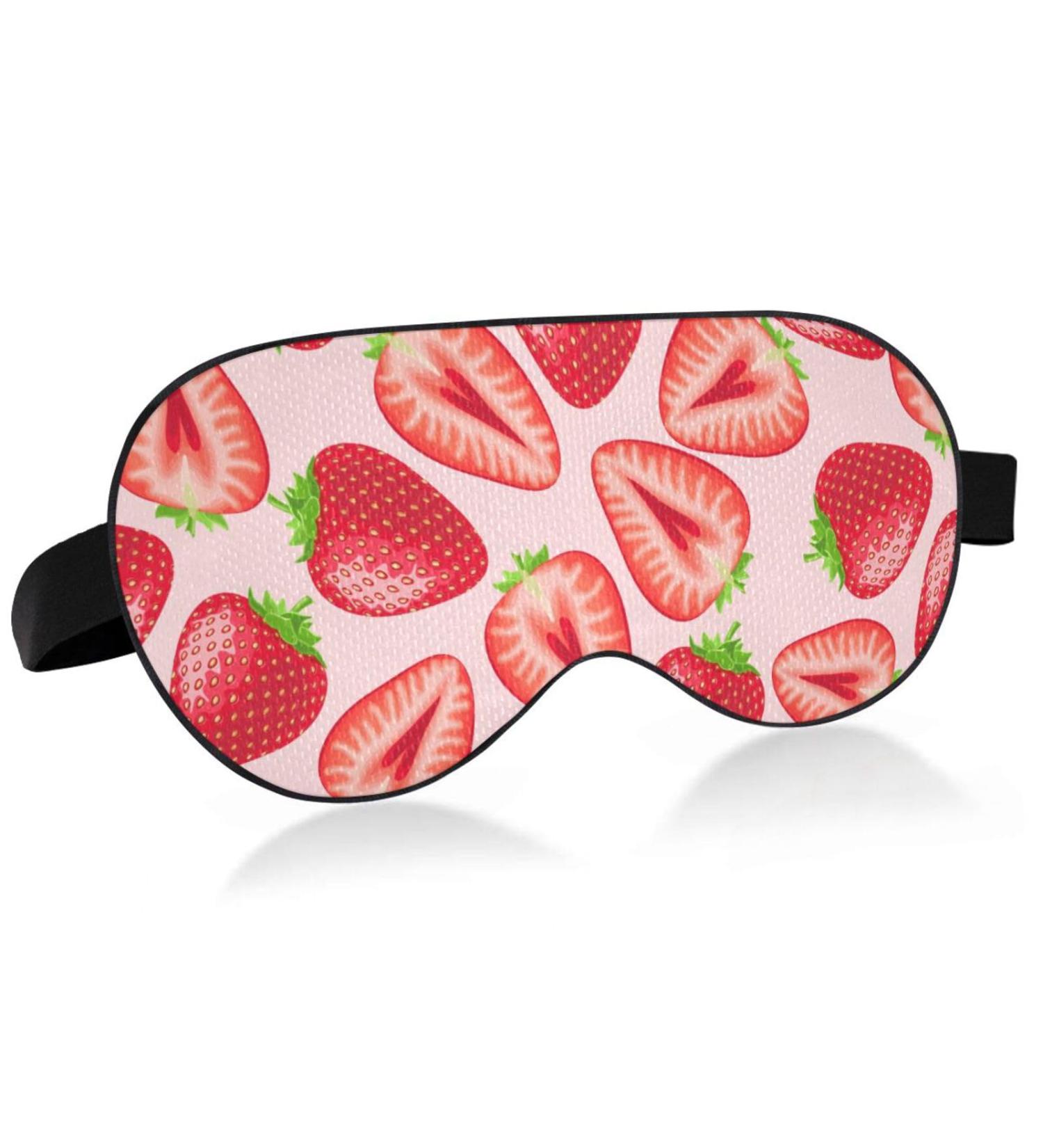 Haskirky Light Blocking Eye Mask for Men and Women - Breathable & Adjustable Travel, Yoga, Meditation, Office - Red Strawberry - Buy Online on SooperMarket.com