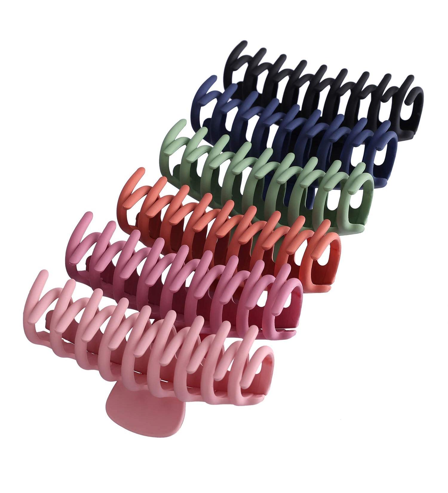 6Pcs Matte Big Hair Claw Clips - Strong Hold for Thick Hair (6 Colors) - 4 Inch - Nonslip Hair Clips for Women and Girls - Buy Online on SooperMarket.com