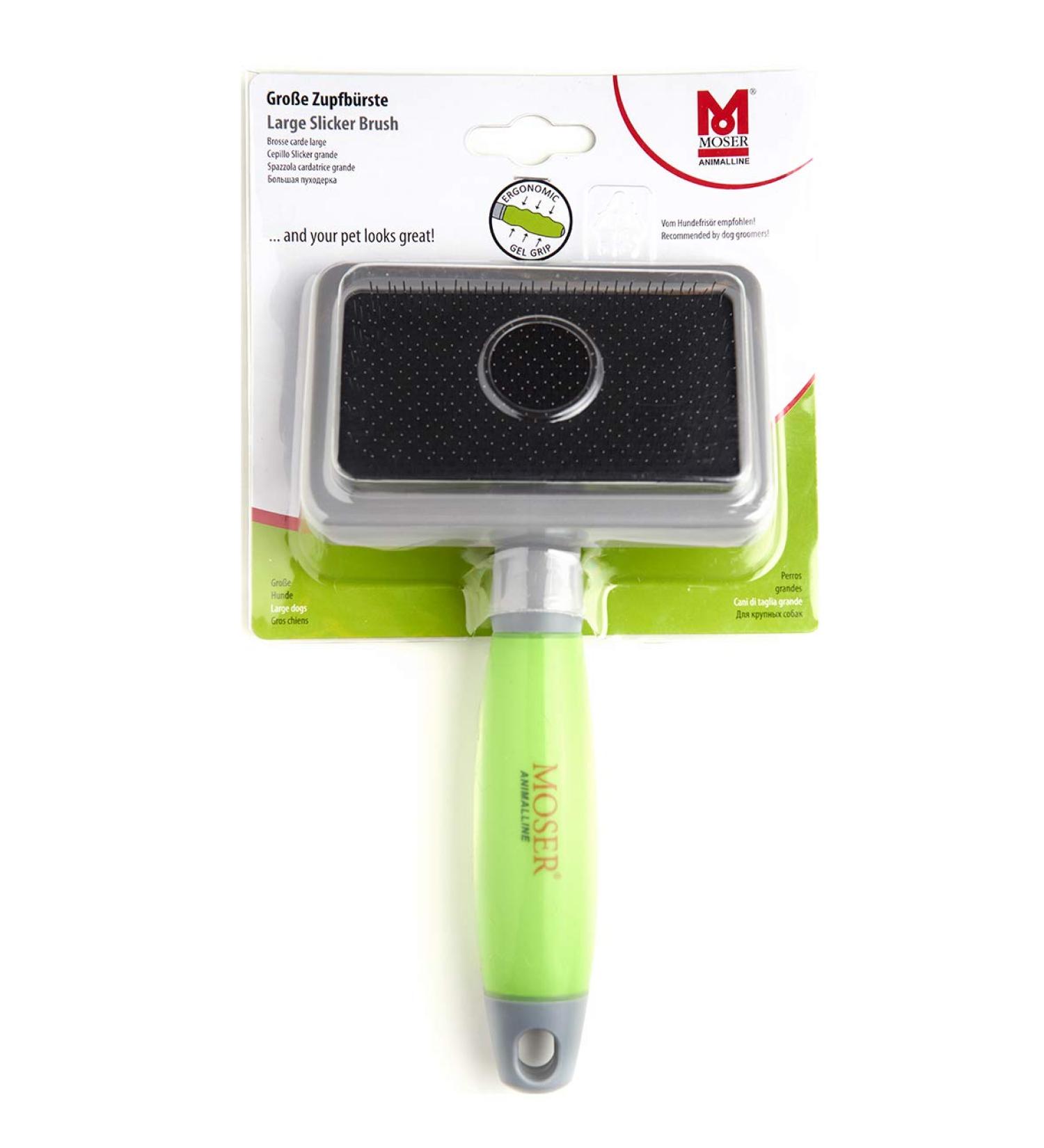 MOSER 2999-7075 Large Slicker Brush - Green | Premium Pet Grooming Tool for Dogs & Cats | Fast Worldwide Shipping - Buy Online on SooperMarket.com
