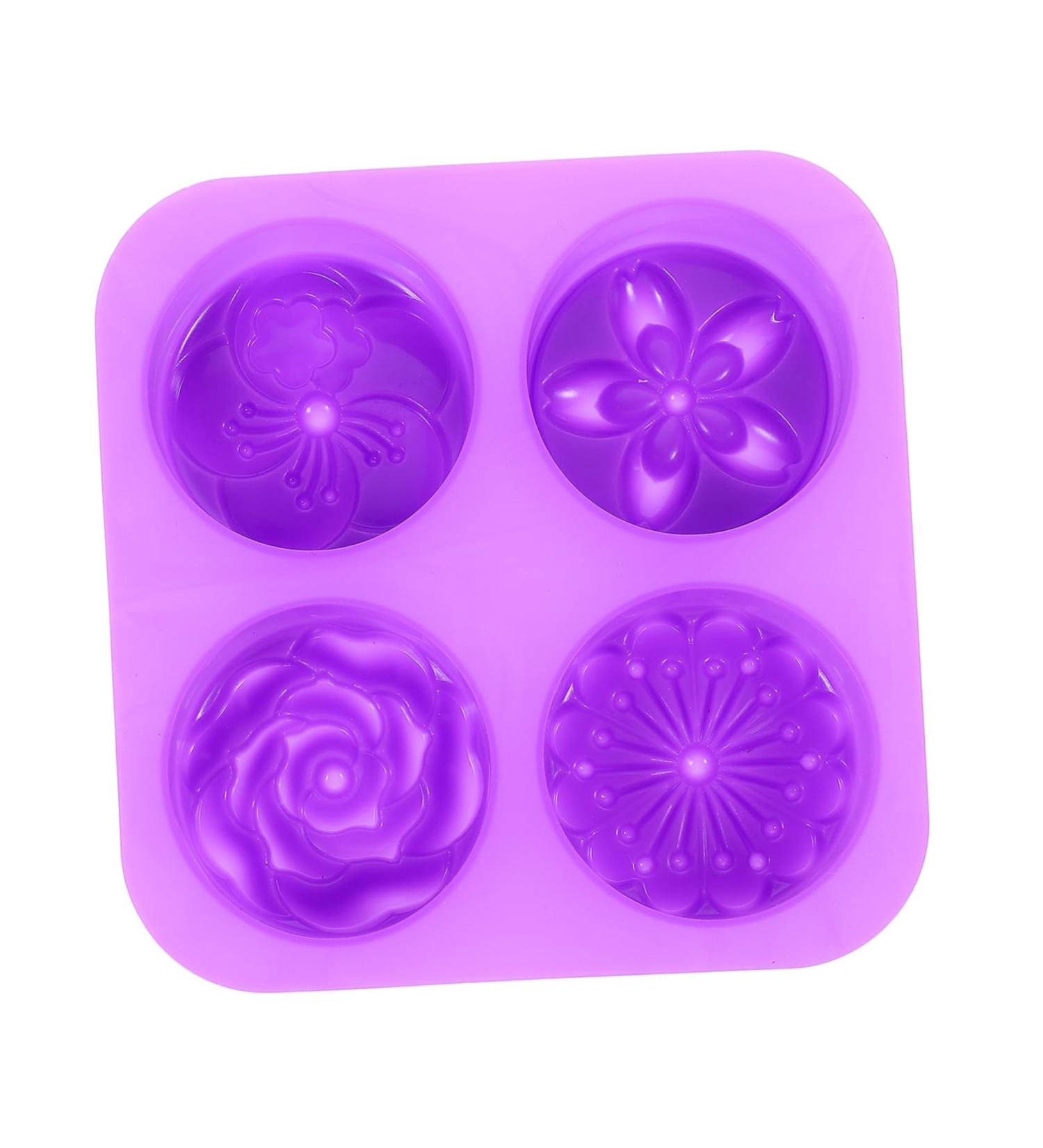 MAGICLULU 1pc Handmade Soap Mold Flower Fondant Cake Molds DIY Muffin Tool Silicone Biscuits Rose Candy Cookie Cake Flower Casting Molds Resin Mold Silica Gel Flower Model Purple Round 3X16.6X16.6CM - Buy Online on SooperMarket.com