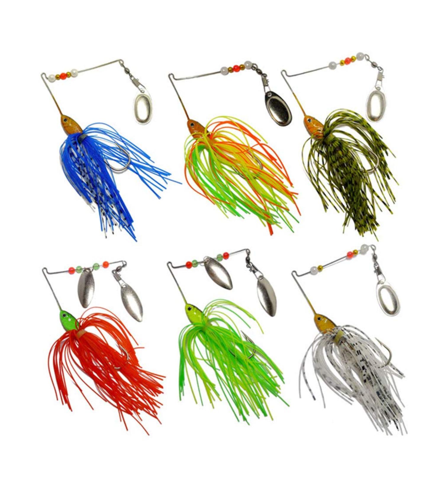 6 Pcs Bass Spinner Baits for Bass, Trout & Salmon Fishing - Hard Metal Spinnerbaits by Free Fisher - Buy Online on SooperMarket.com