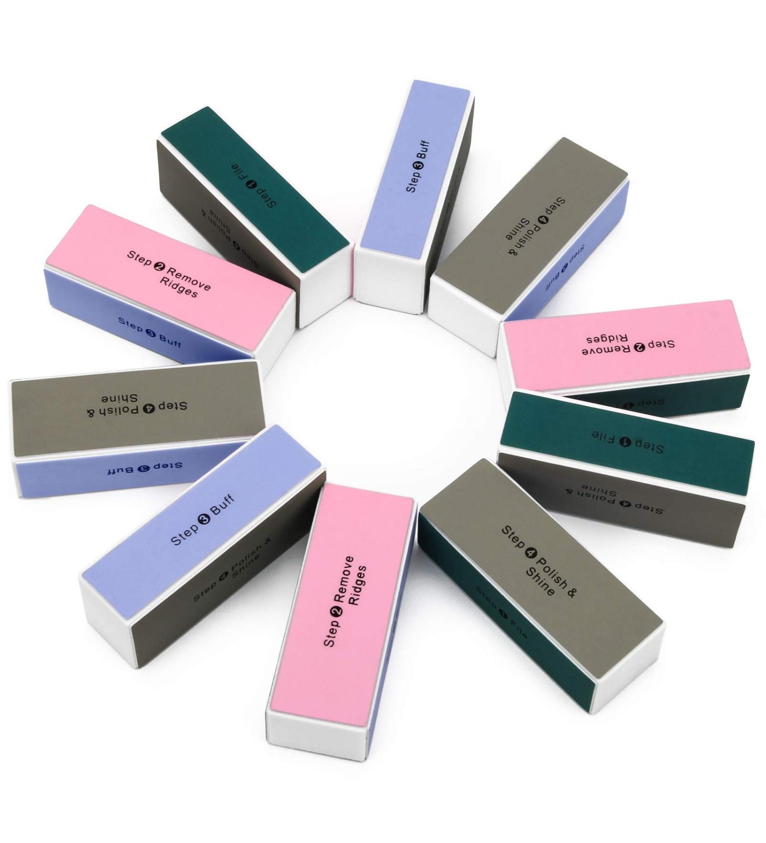 AHIER 10 pcs Colorful 4-Way Nail Buffer | Nail Art Shiner & Polisher Kit - Buy Online on SooperMarket.com