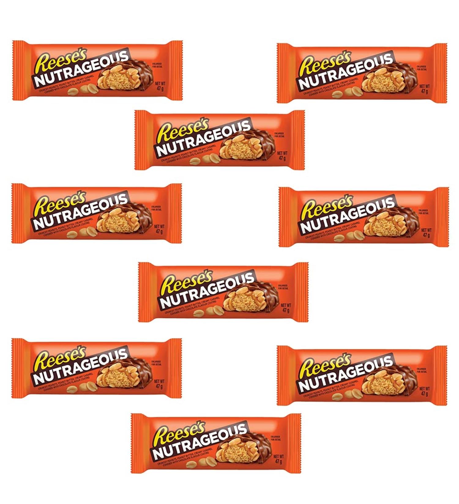 Reese's NUTRAGEOUS NUTCHOCOLATE Bars Full Box 9 x 47g Original Fresh Stock