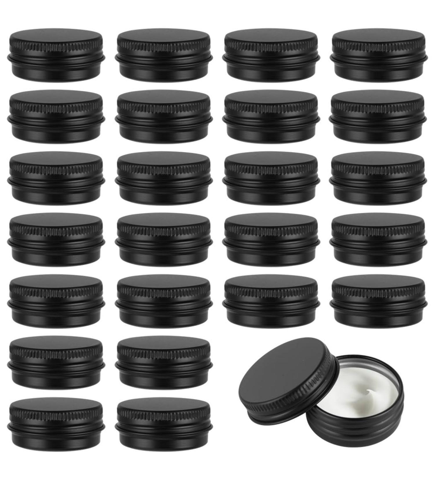 24 Pcs Mini Cosmetic Jars - 15 Ml Aluminum Balm Lotion Jars with Black Metal Lids for Travel & Daily Use - Perfect for Business & Personal Care - Buy Online on SooperMarket.com